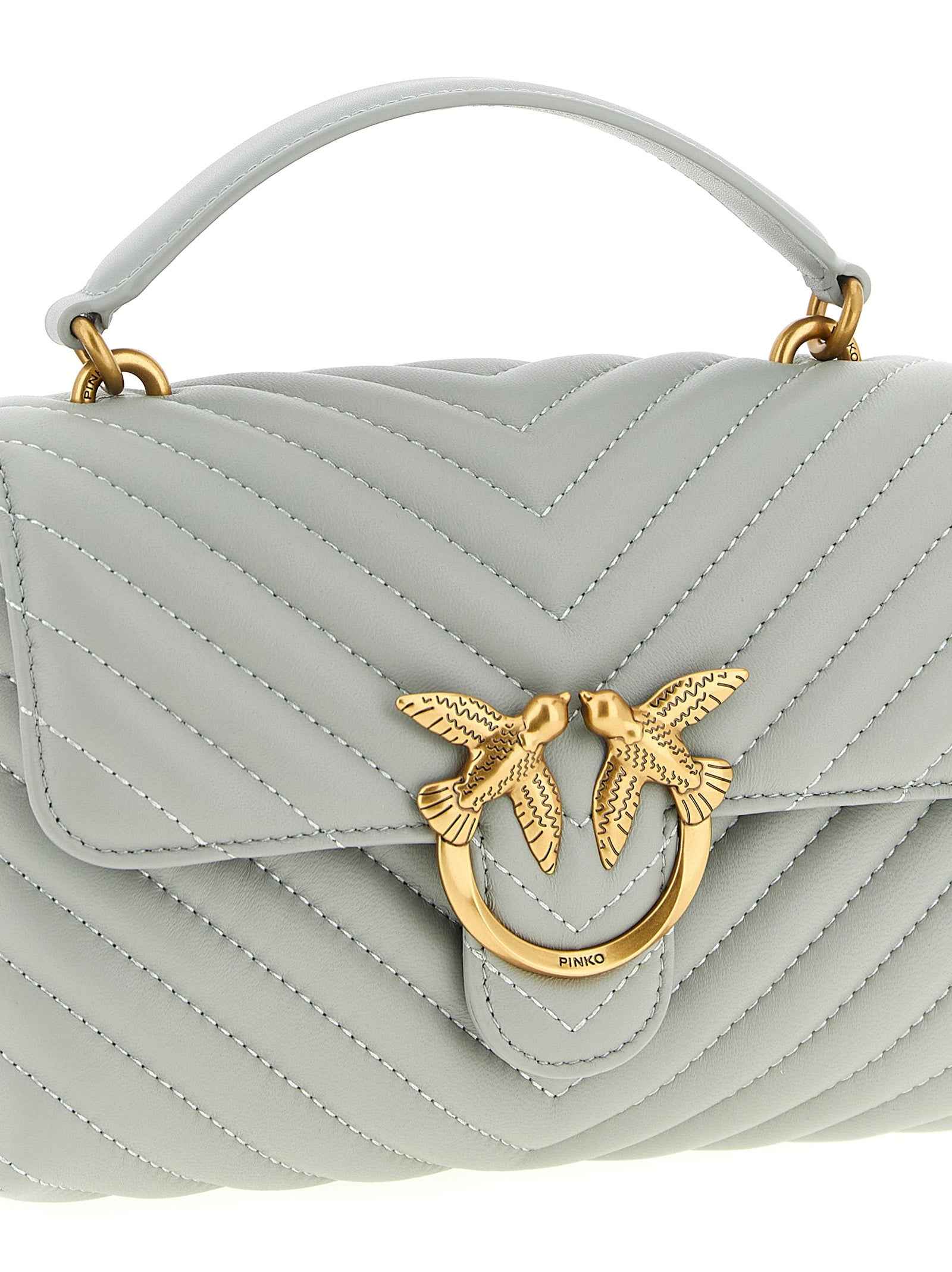 PINKO Gray Lambskin Handbag