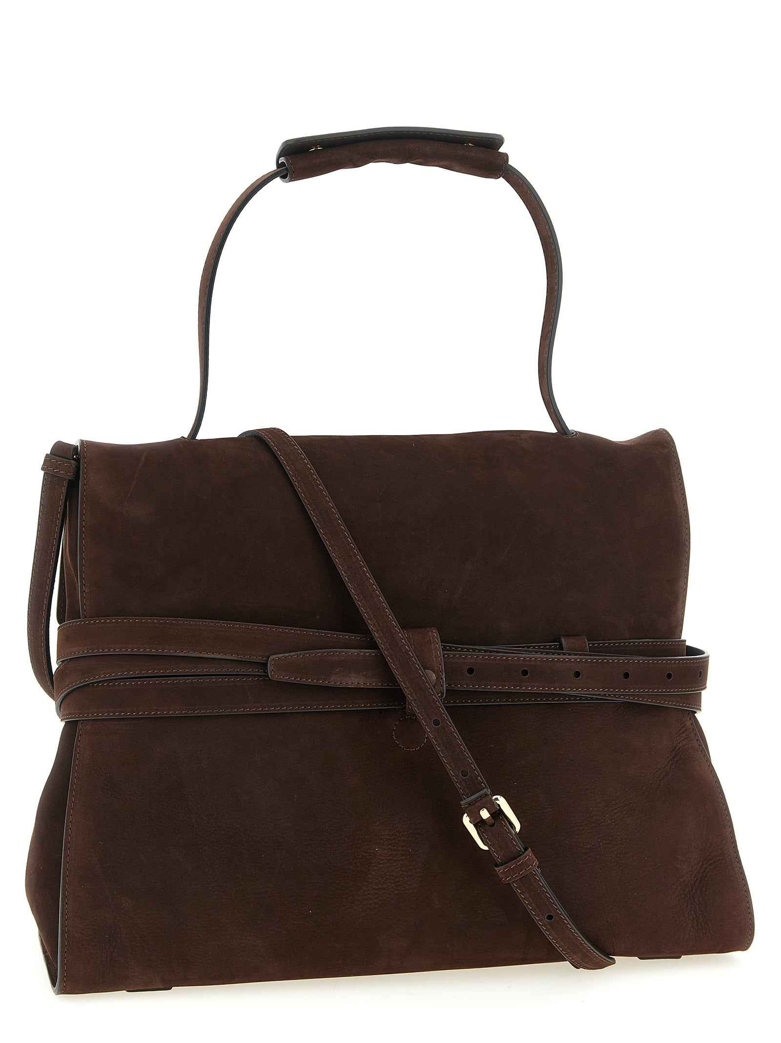 Moschino Brown Calfskin Shoulder Bag