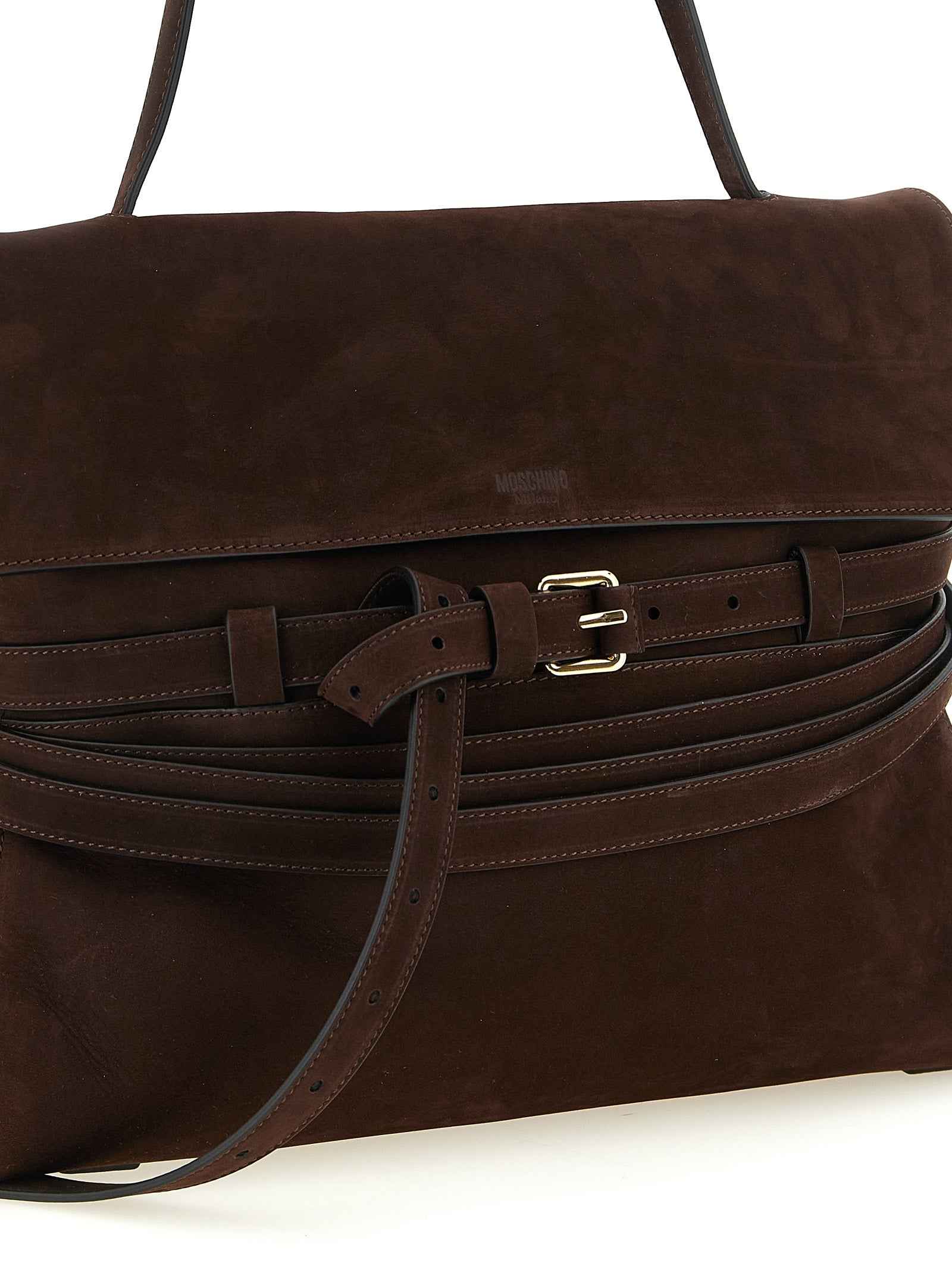 Moschino Brown Calfskin Shoulder Bag