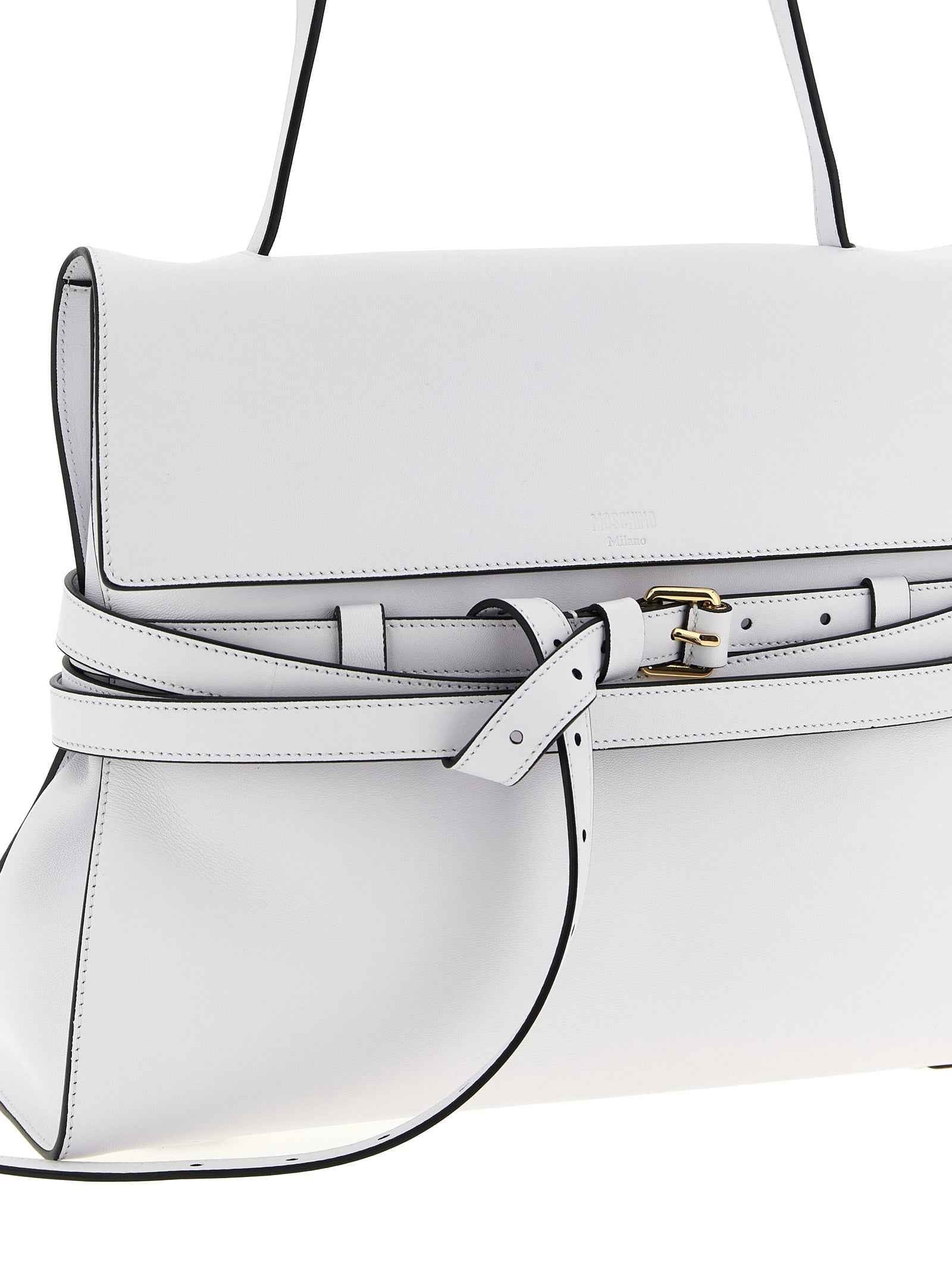 Moschino White Napa Leather / Calf Bos Taurus Shoulder Bag