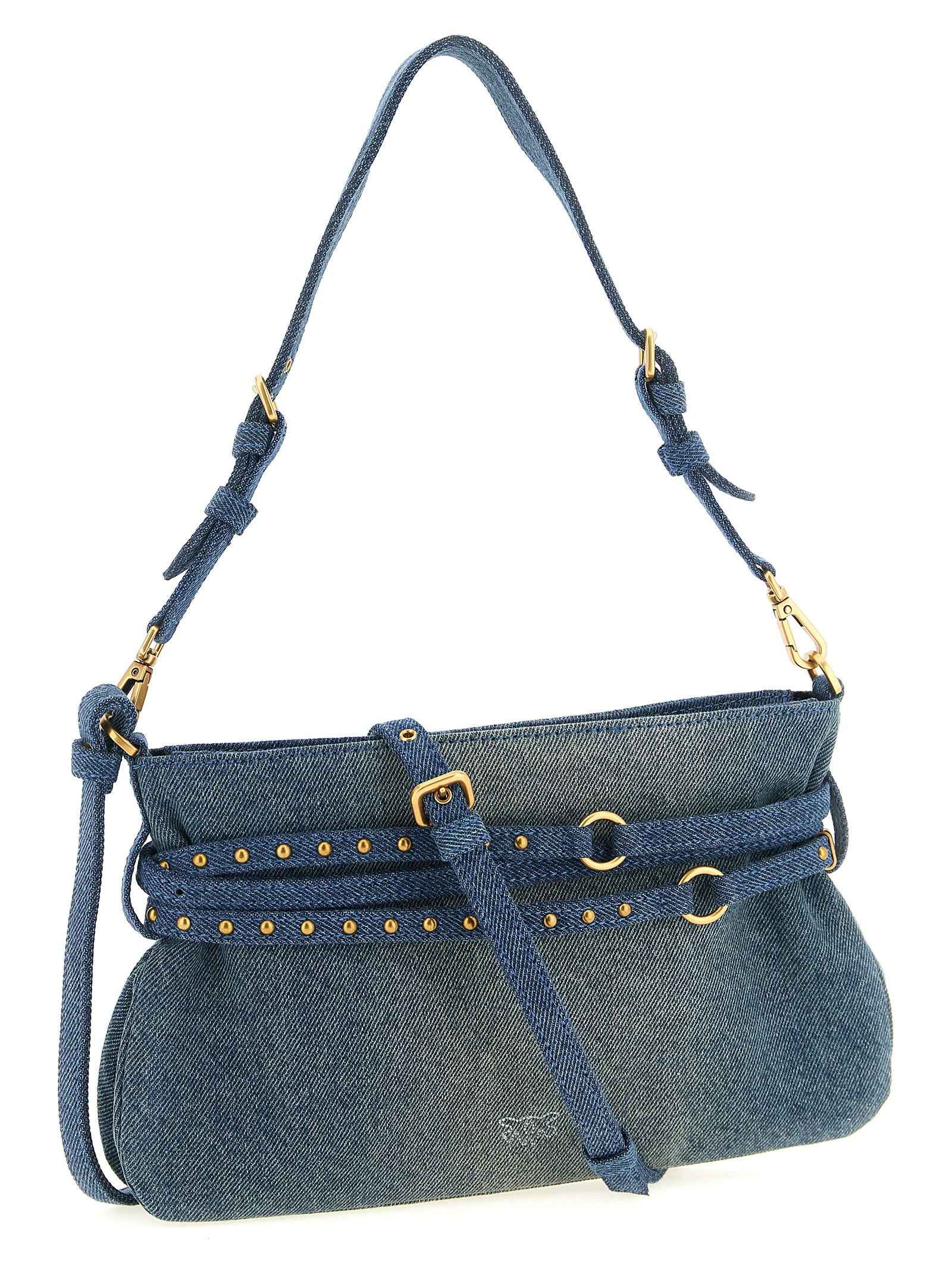 PINKO Blue Cotton Shoulder Bag
