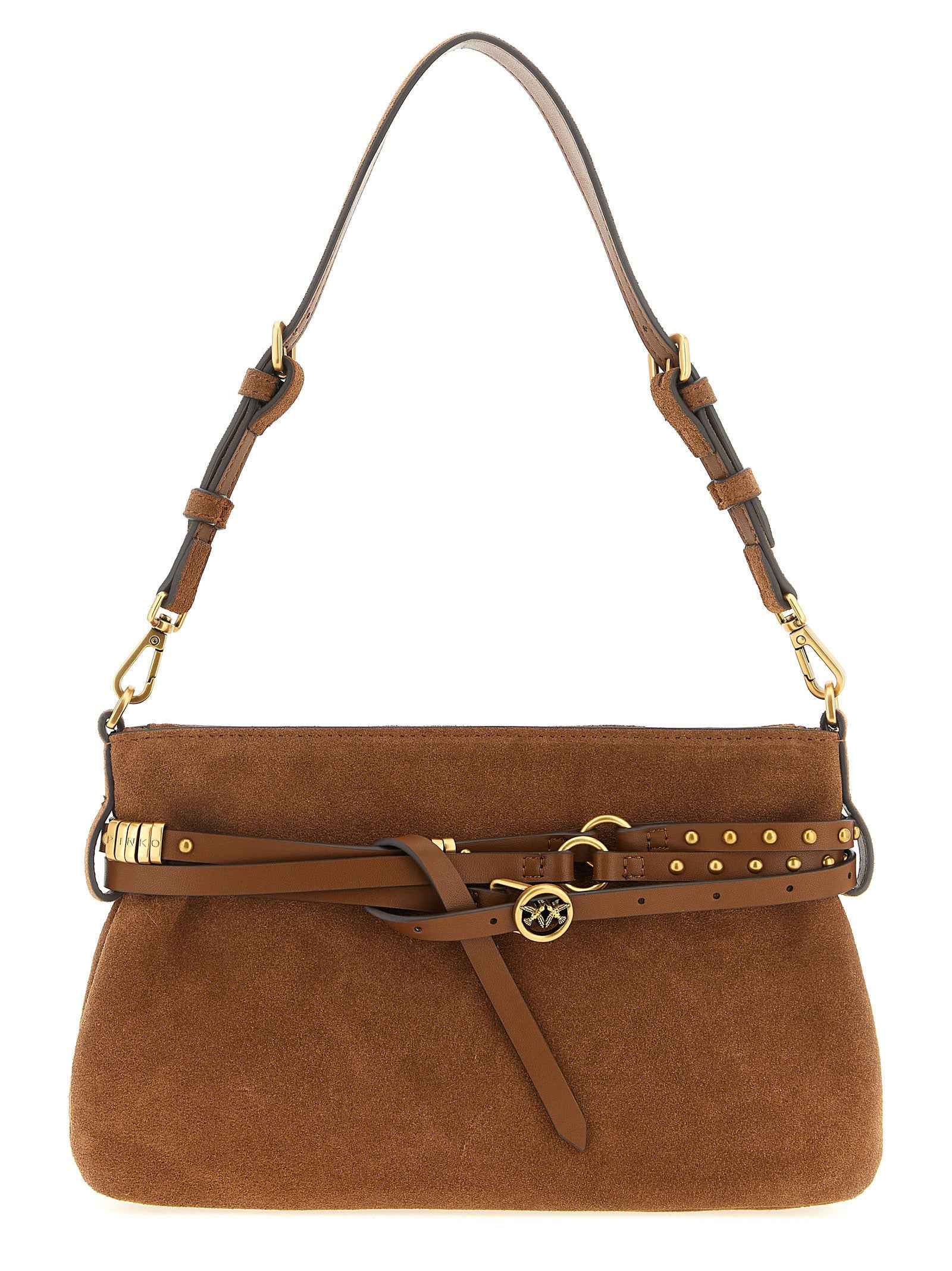 PINKO Brown Lamb Leather Shoulder Bag