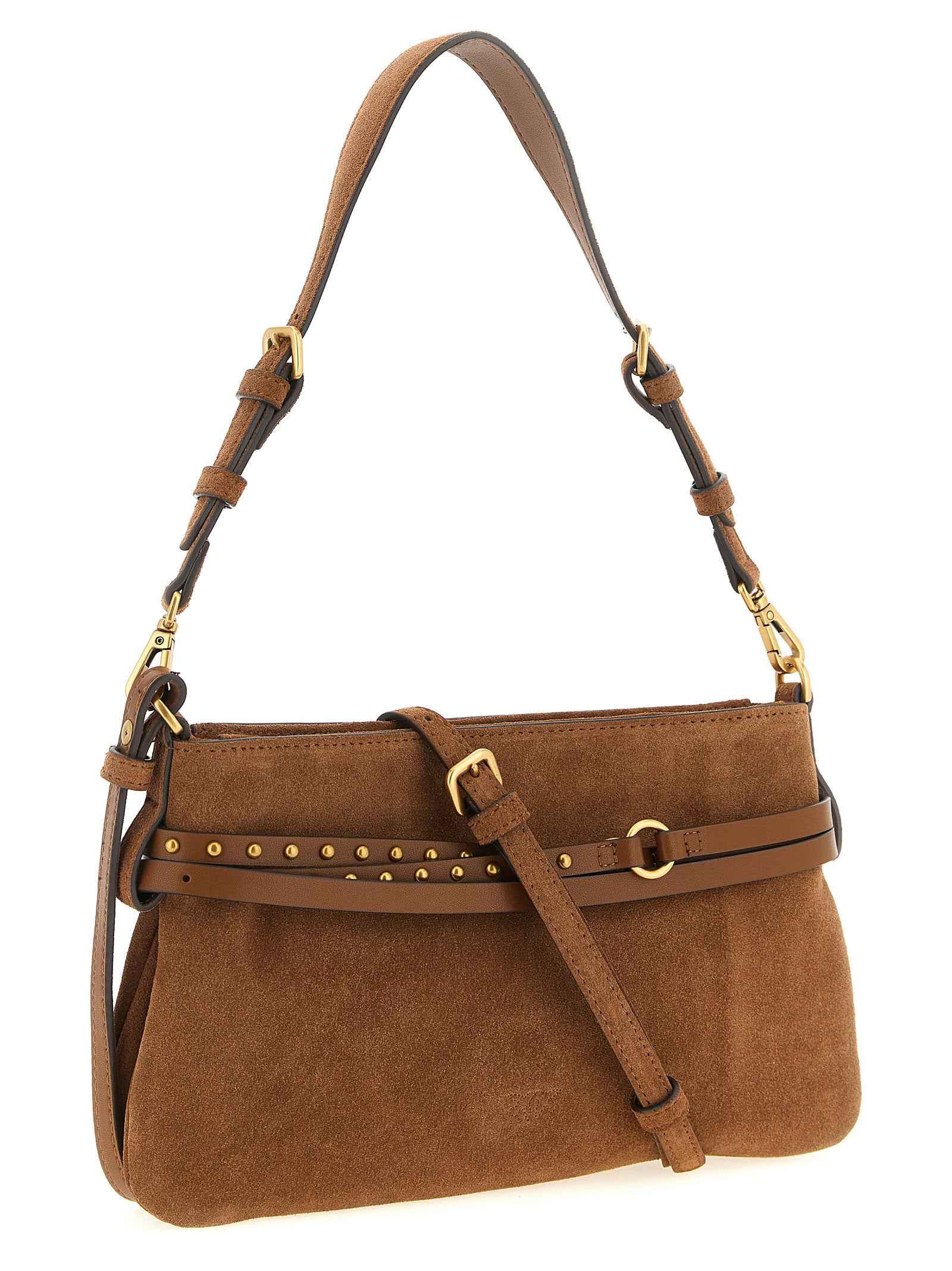 PINKO Brown Lamb Leather Shoulder Bag