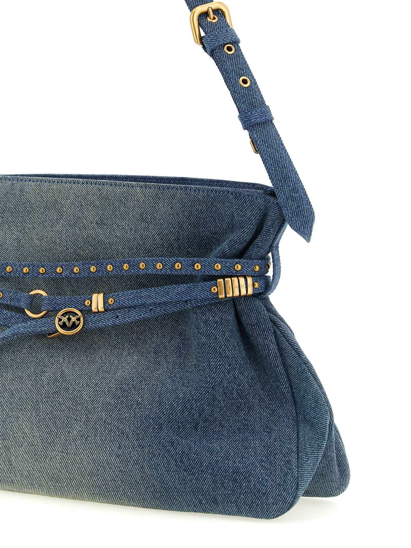PINKO Blue Cotton Shoulder Bag