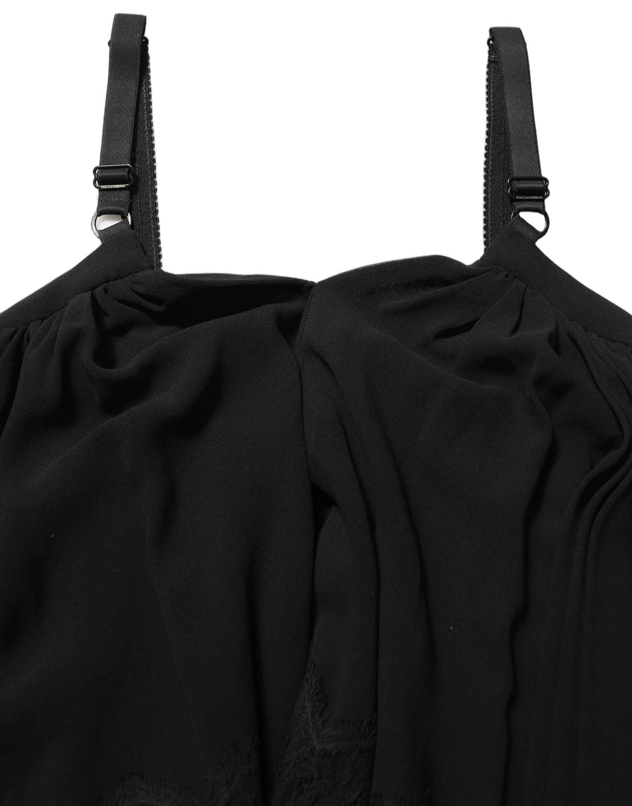 Dolce & Gabbana Black Sleeveless Floral Lace Tank Blouse Top