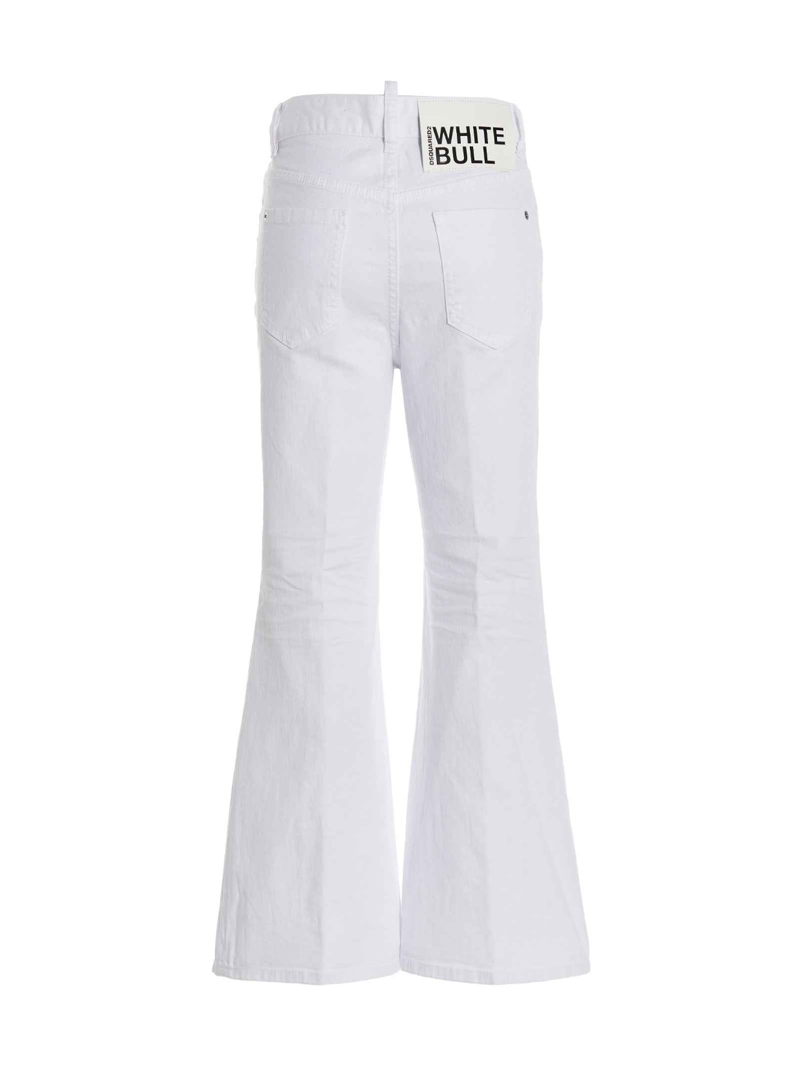 Dsquared² White Cotton Flared Jeans