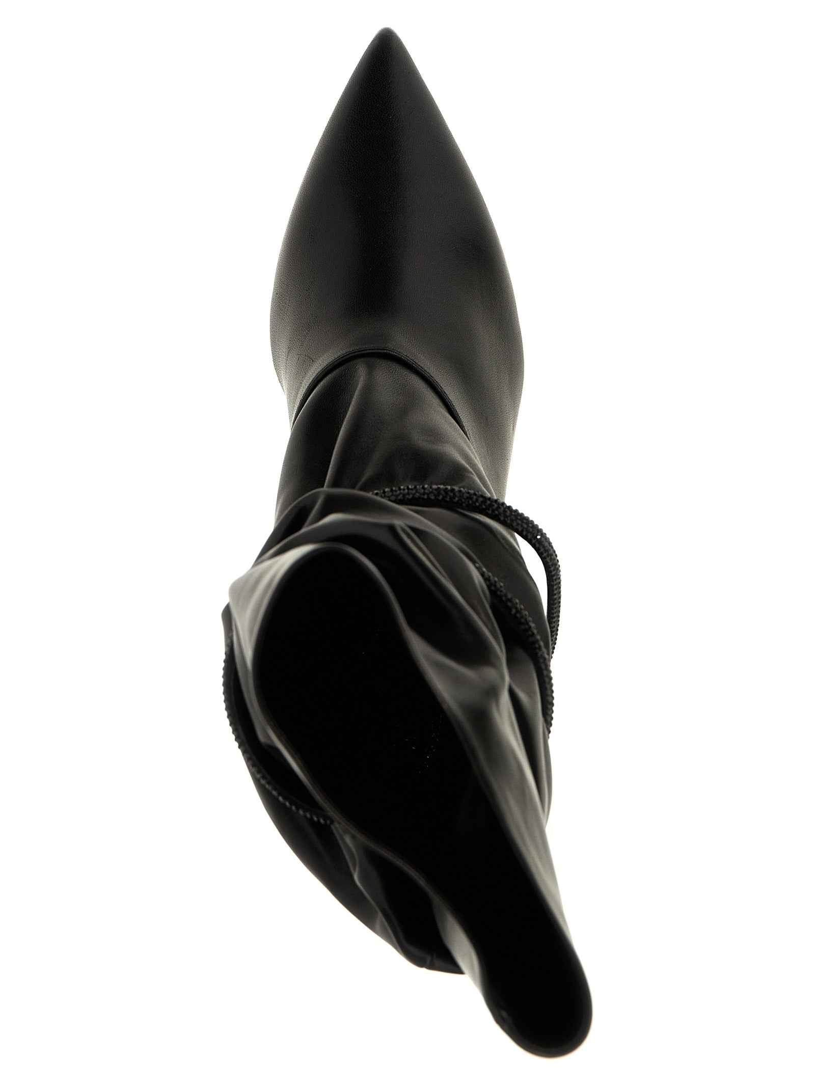 RENE CAOVILLA Black Lamb Leather Ankle Boots
