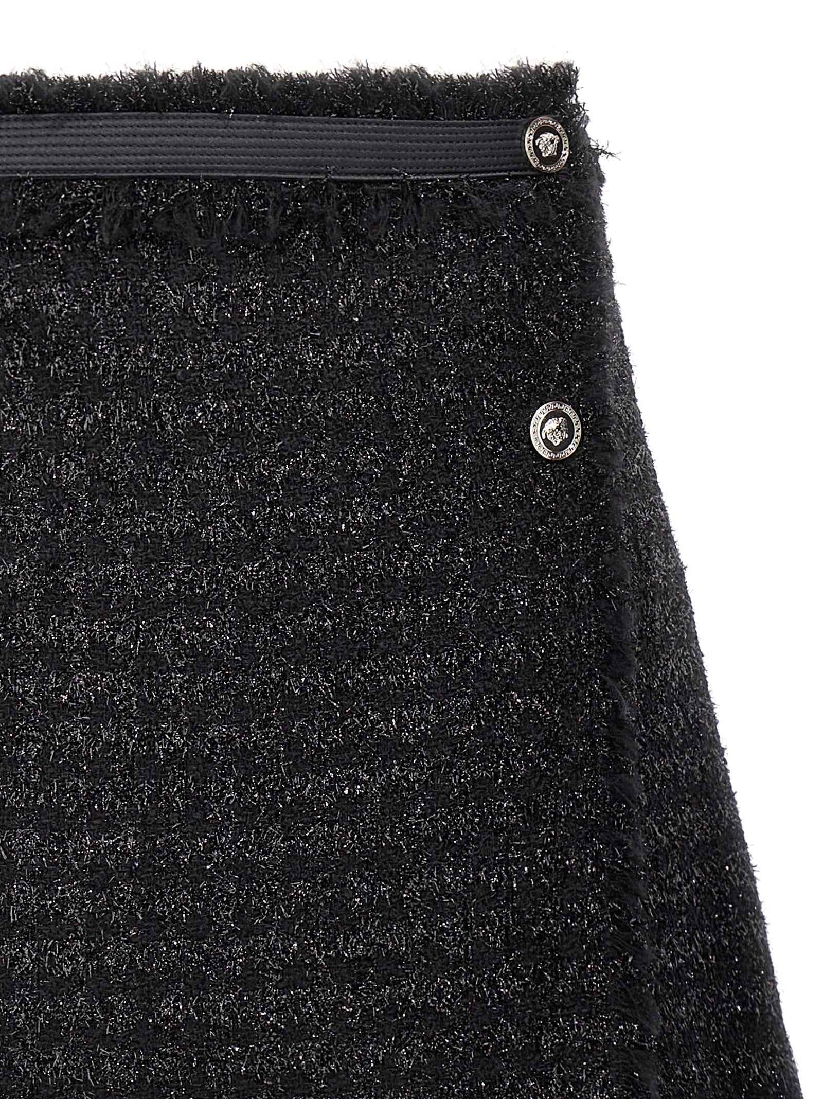 Versace Black Virgin Wool Long Skirt