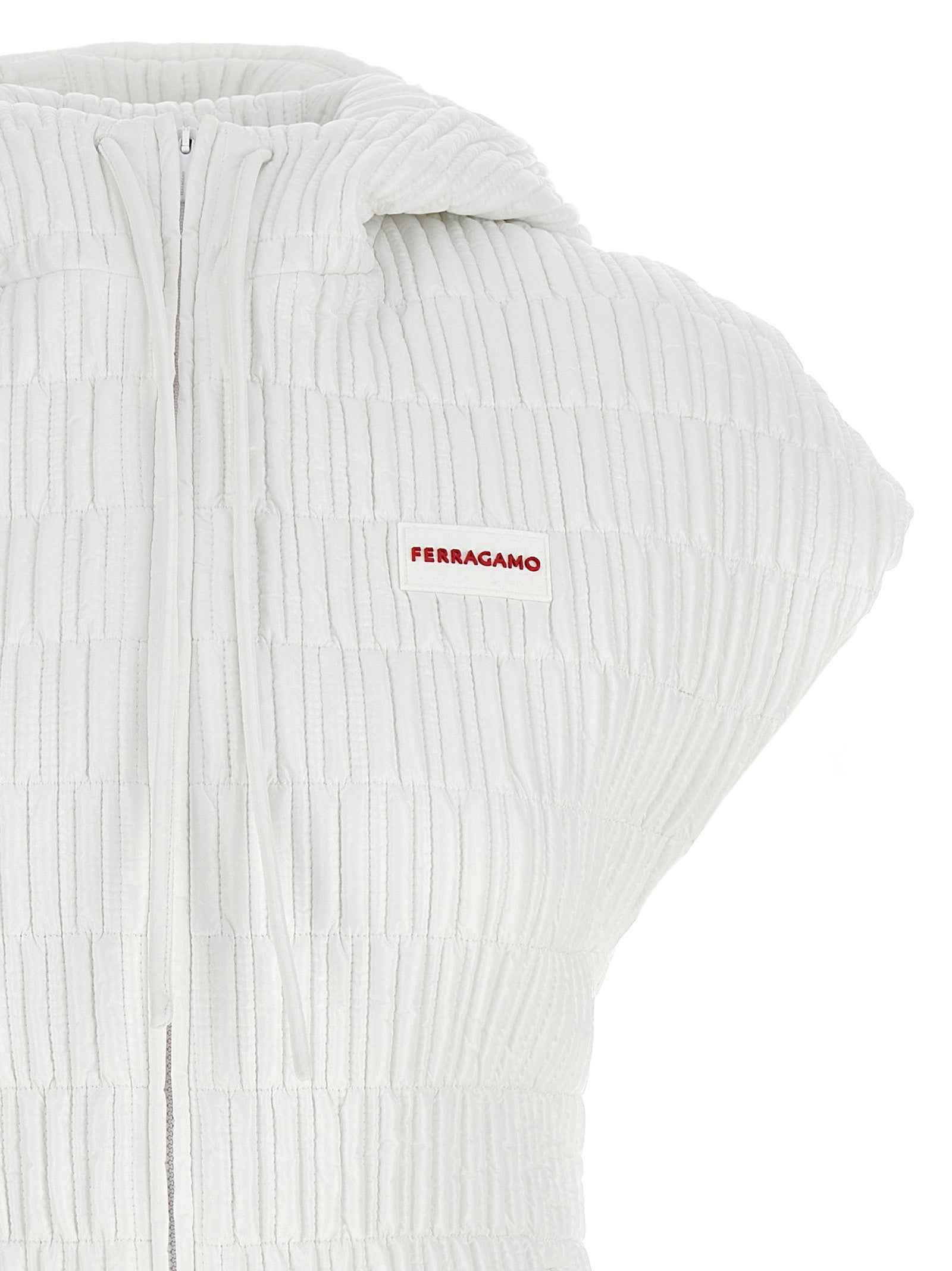 Ferragamo White Polyamide Sleeveless Jacket