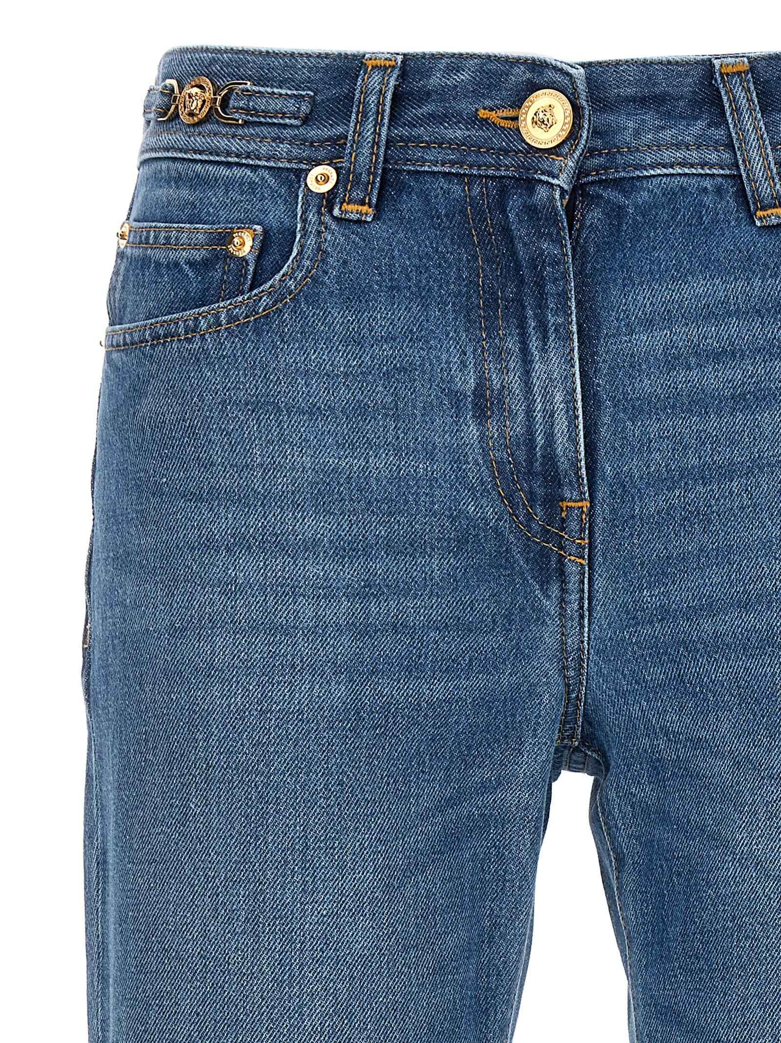 Versace Blue Cotton Flared Jeans