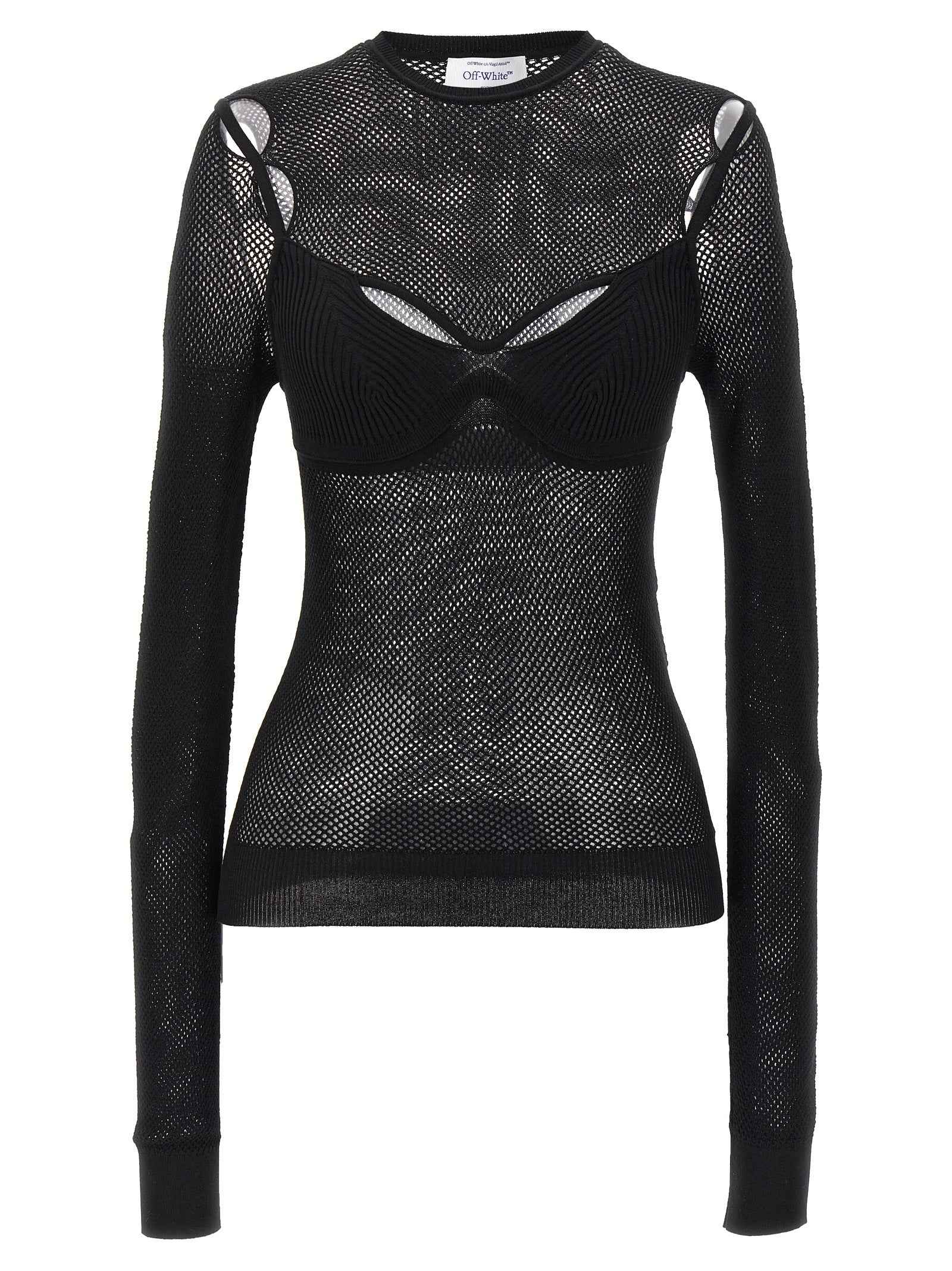 Off-White Black Viscose Tank Tops