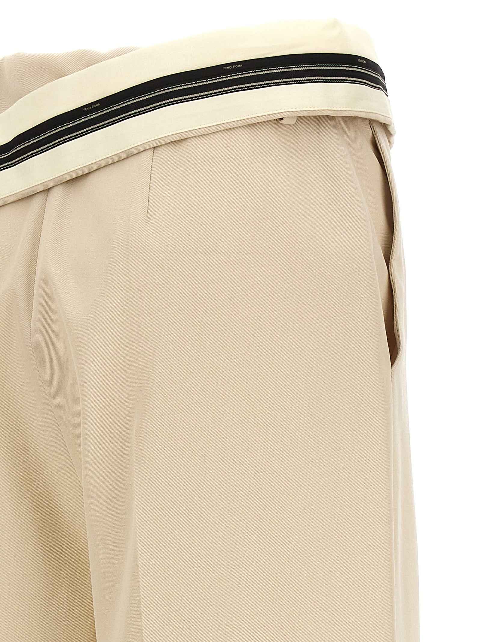 Fendi Beige Wool Casual Pants