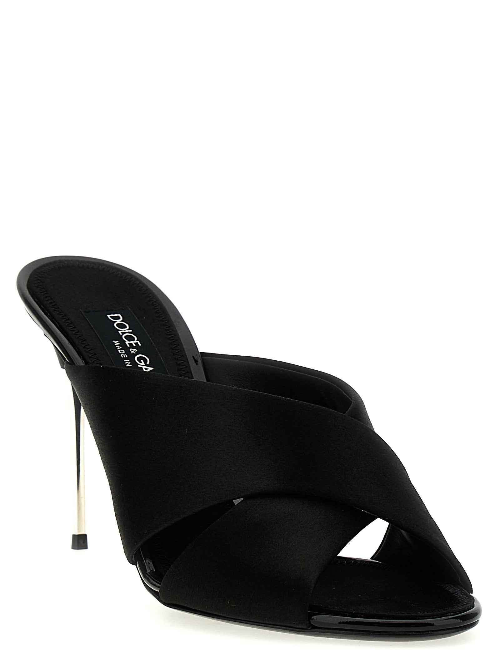 Dolce & Gabbana Black Viscose Stiletto Heel Sandals