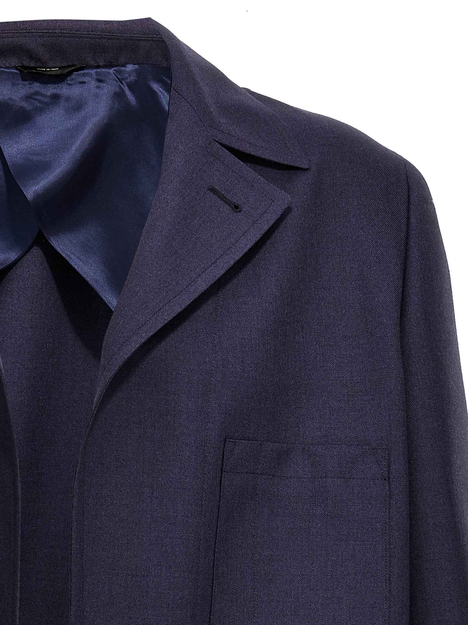 Fendi Blue Virgin Wool Full-Length Jacket
