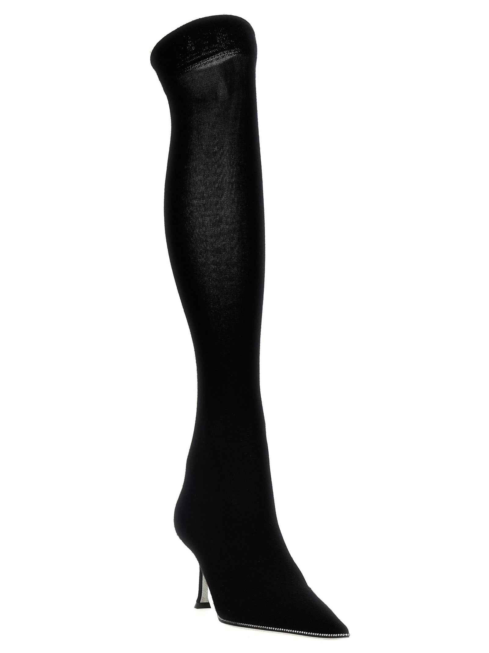 RENE CAOVILLA Black Leather Over The Knee