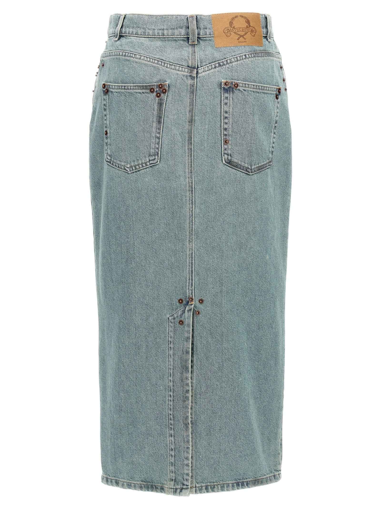Moschino Blue Cotton Midi Skirt