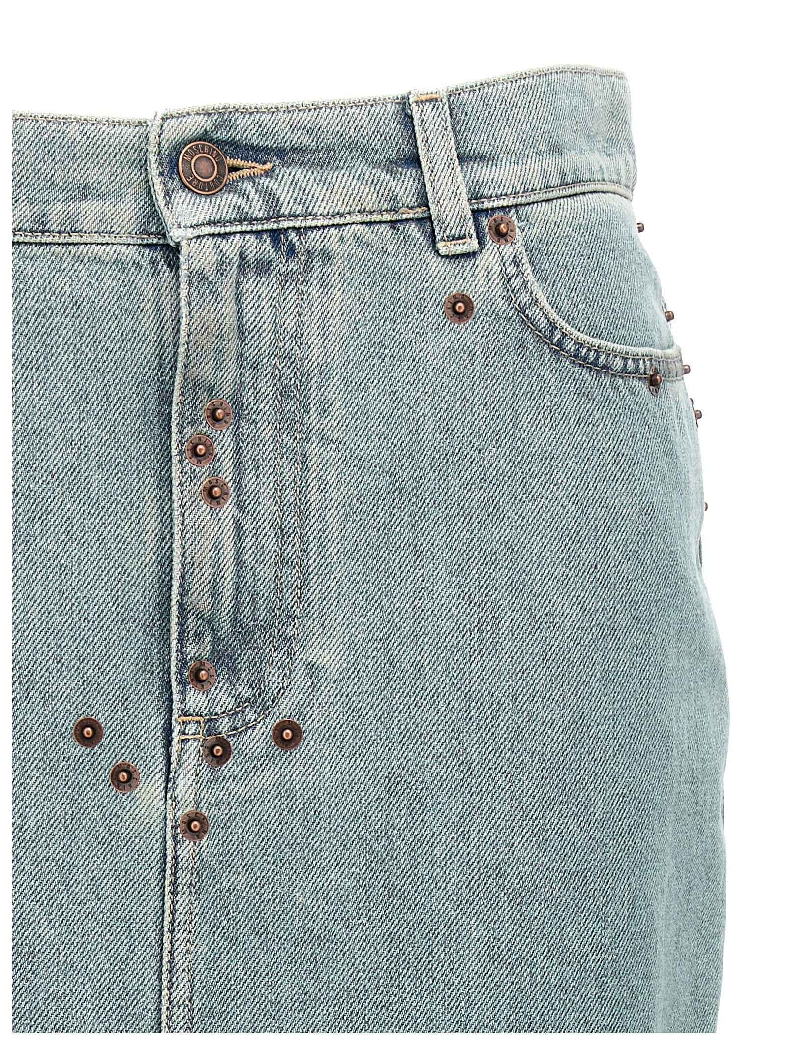 Moschino Blue Cotton Midi Skirt