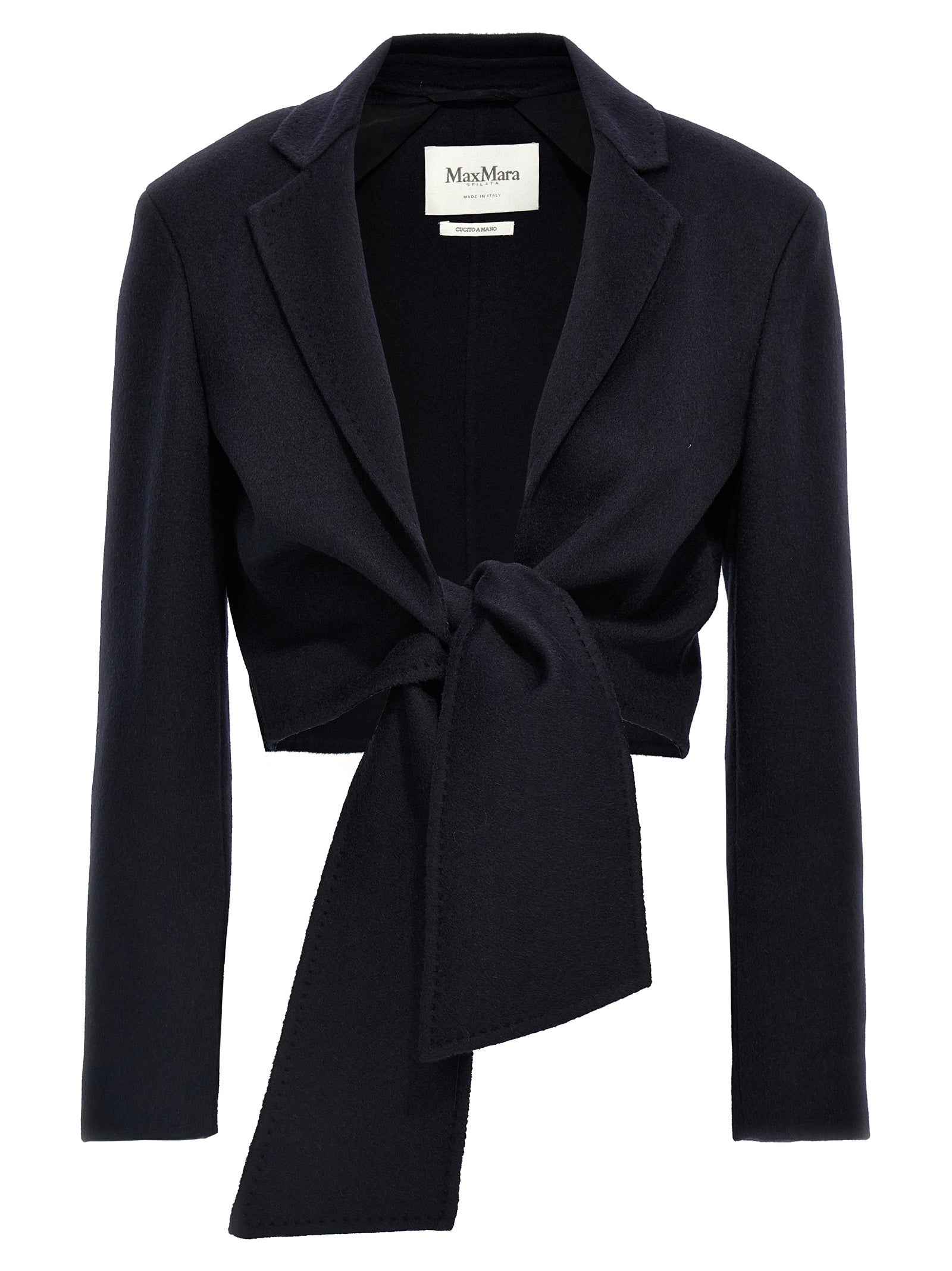 Max Mara Blue Wool Full-Length Jacket