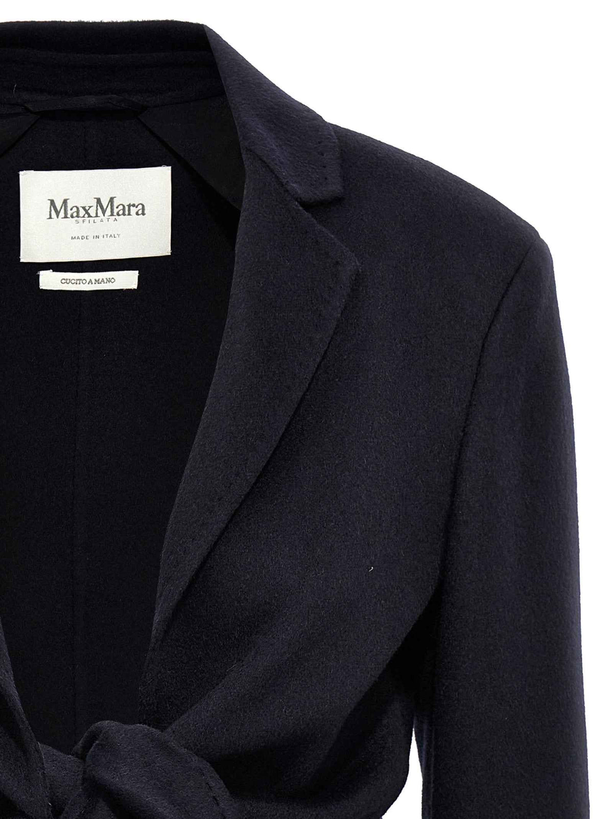 Max Mara Blue Wool Full-Length Jacket