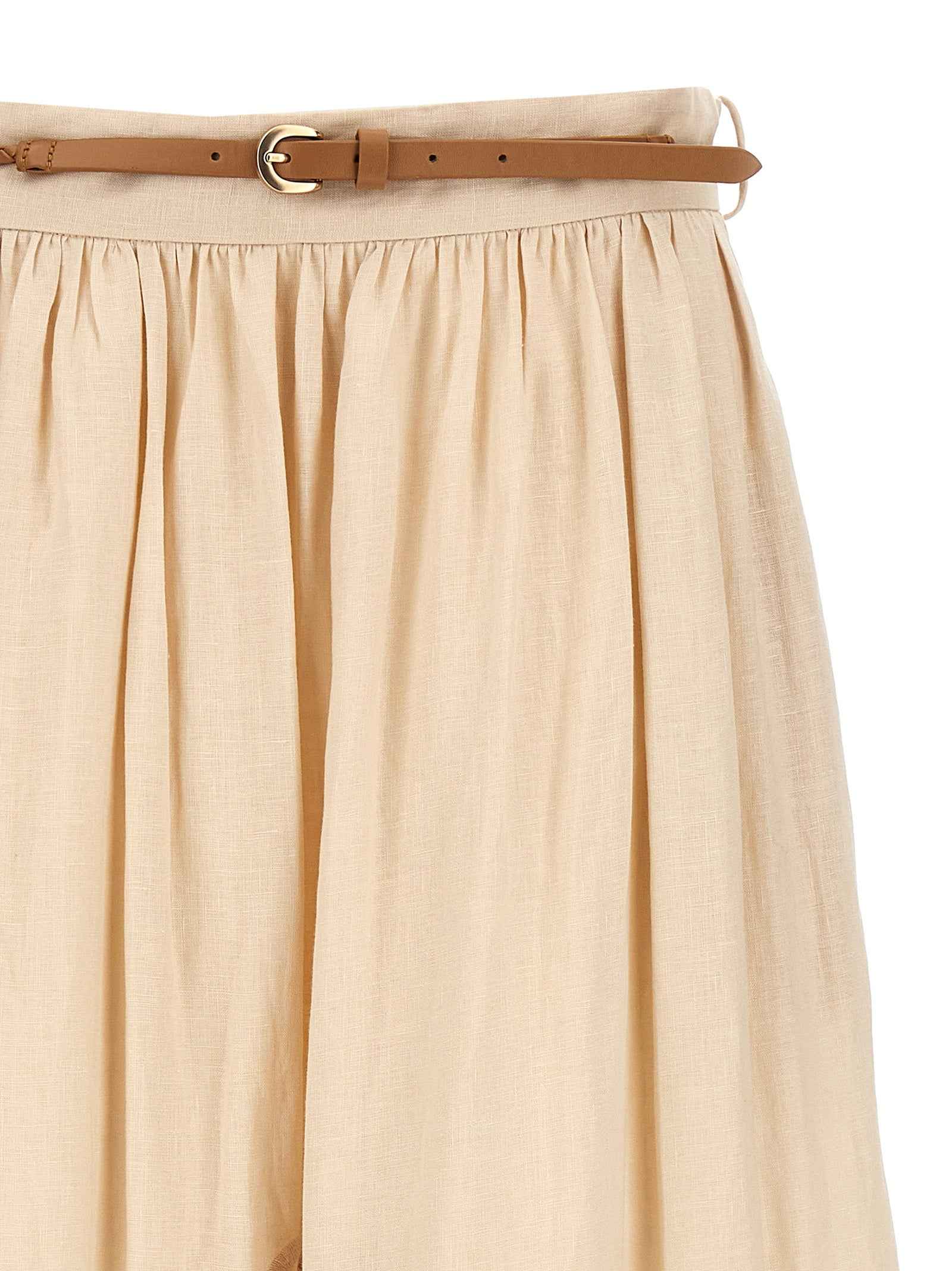 Zimmermann Beige Linen Midi Skirt