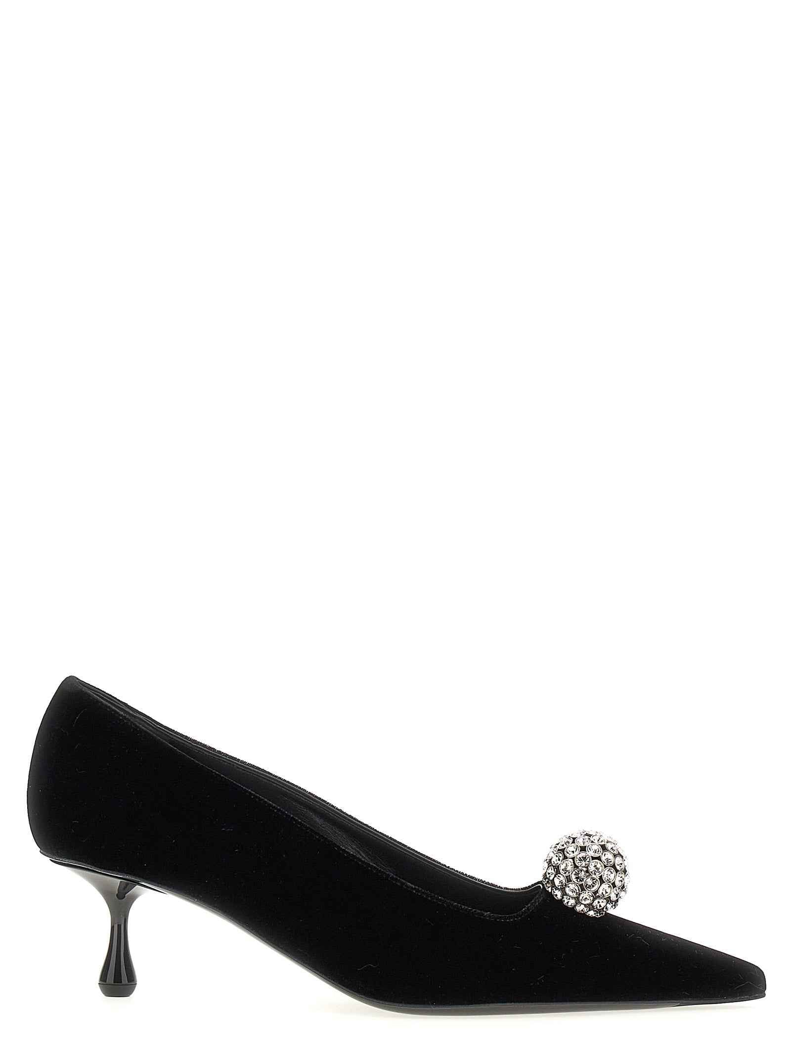 Jimmy Choo Black Textile Mid Heel Pumps