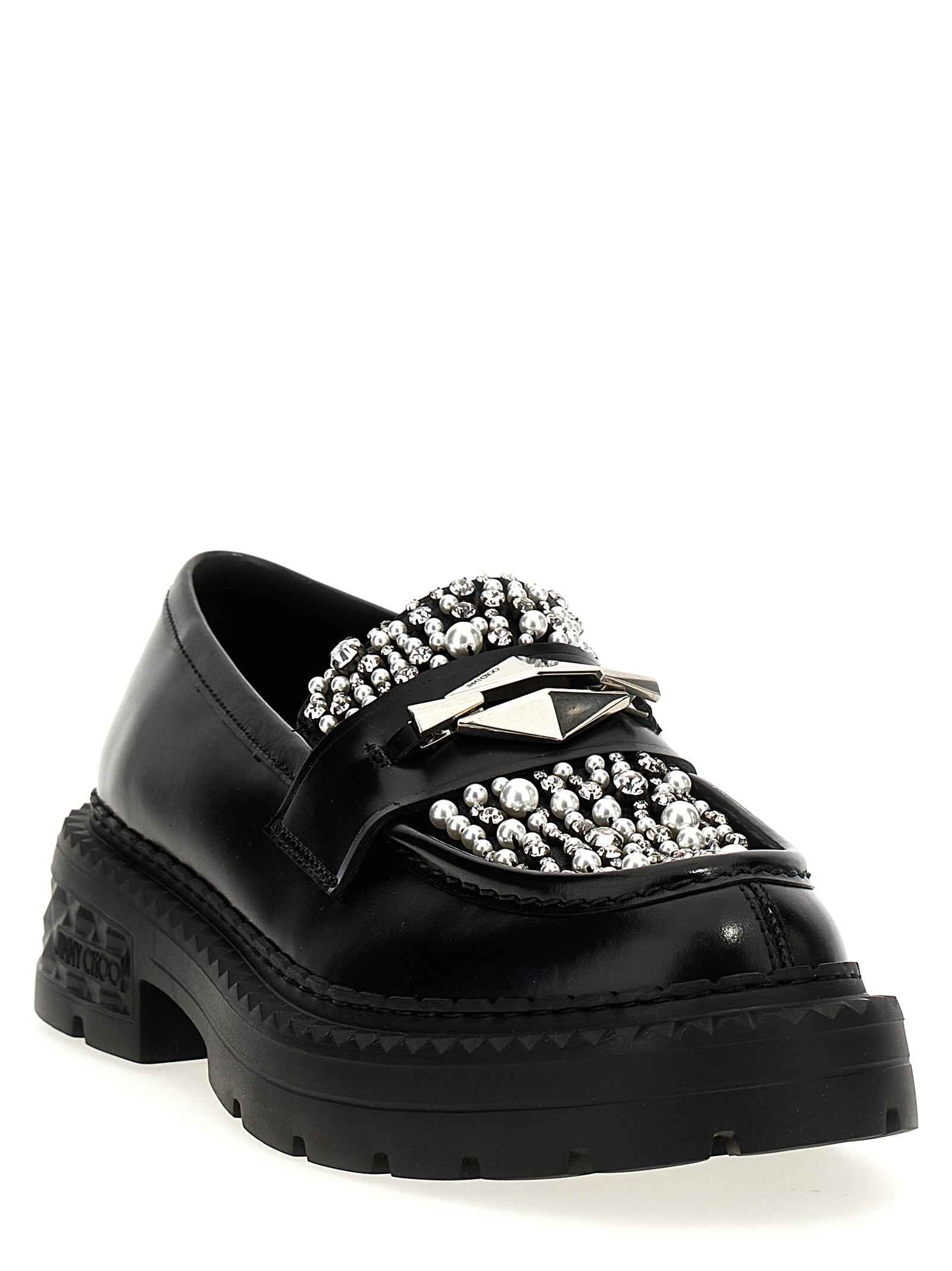 Jimmy Choo Black Calfskin Slip-On Loafers