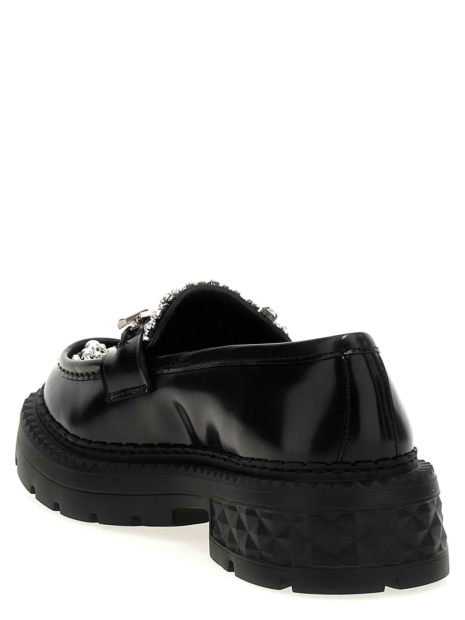 Jimmy Choo Black Calfskin Slip-On Loafers