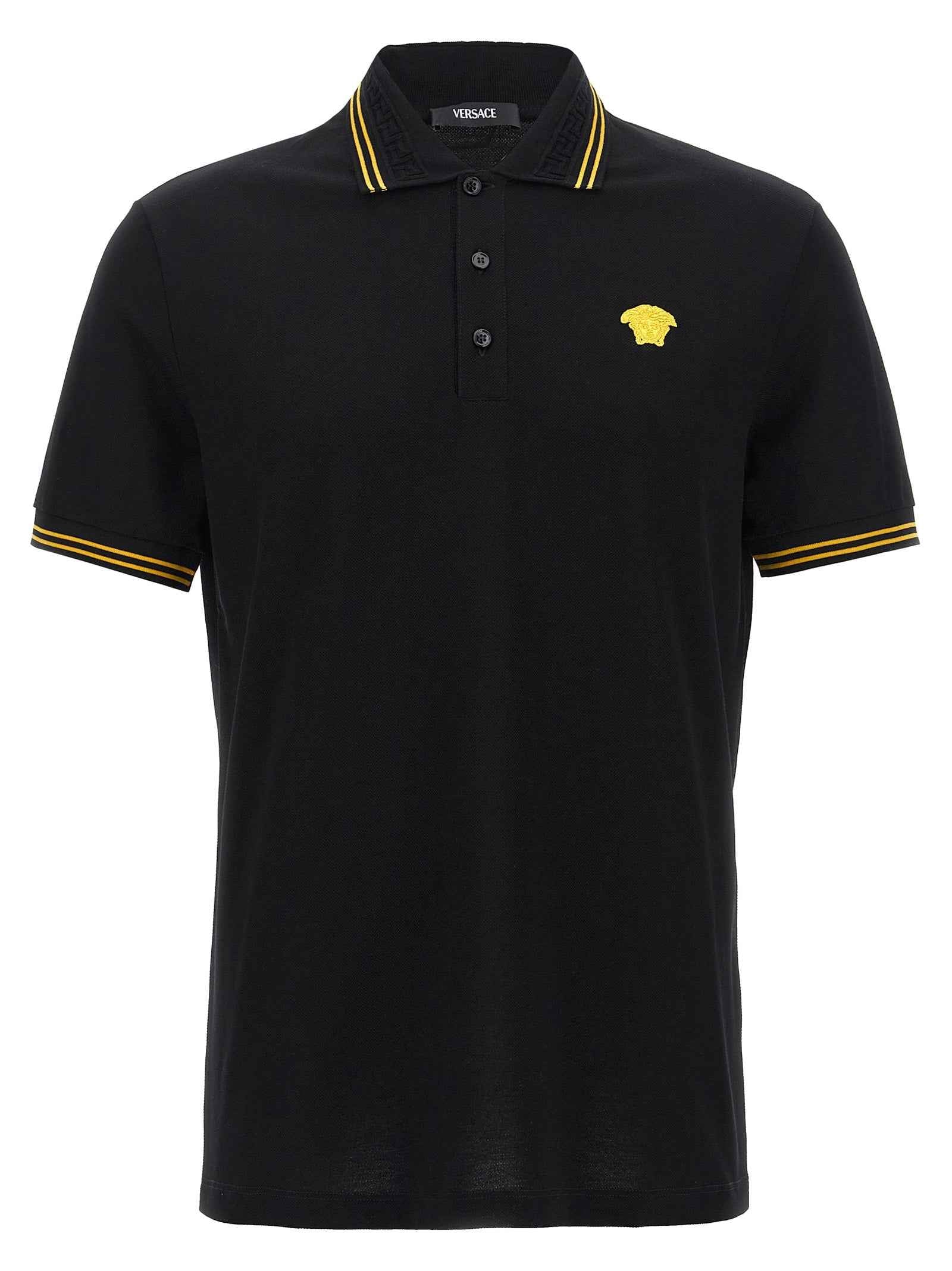 Versace Black Cotton Polo Shirt