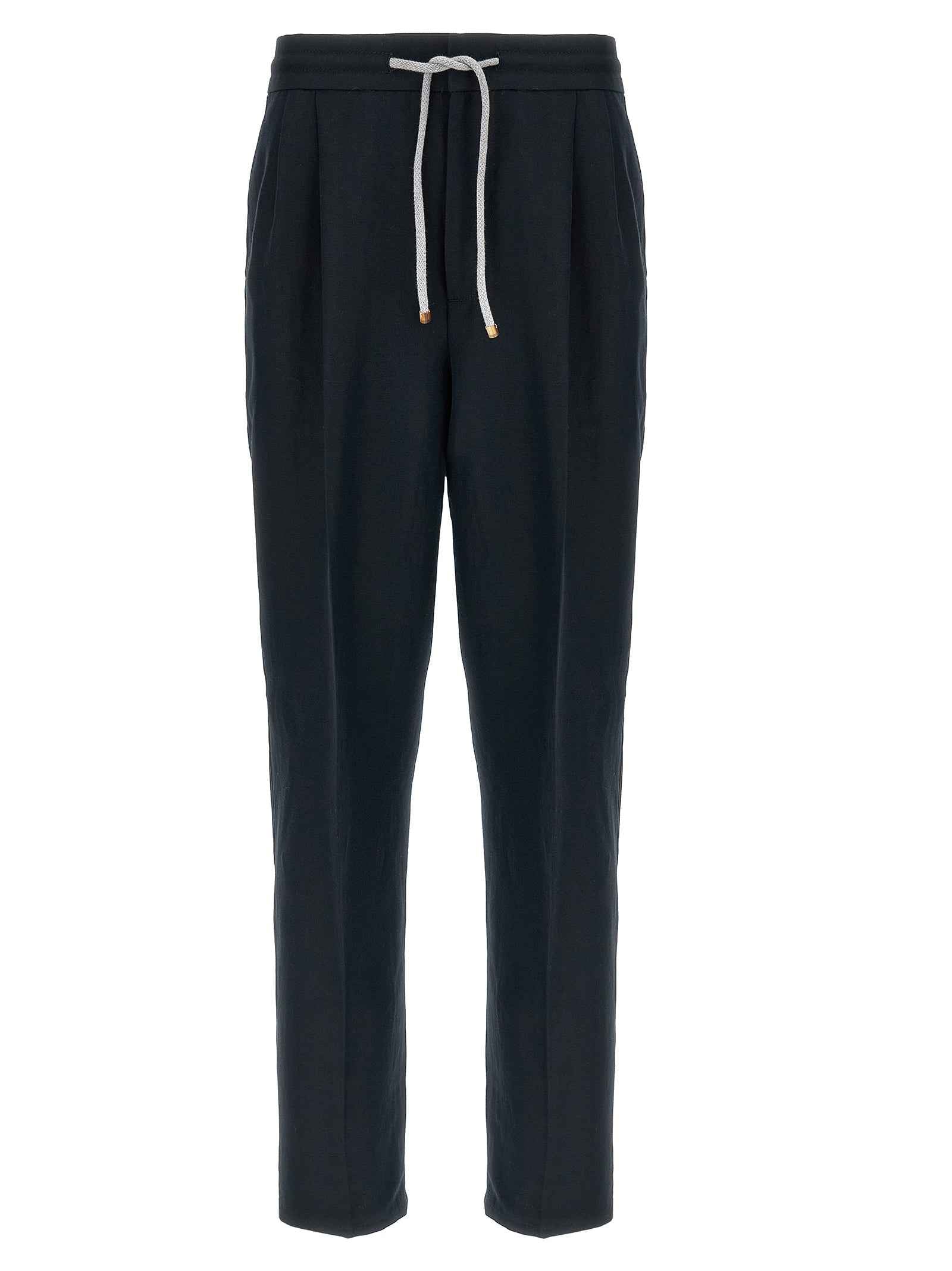 Brunello Cucinelli Blue Linen Casual Pants