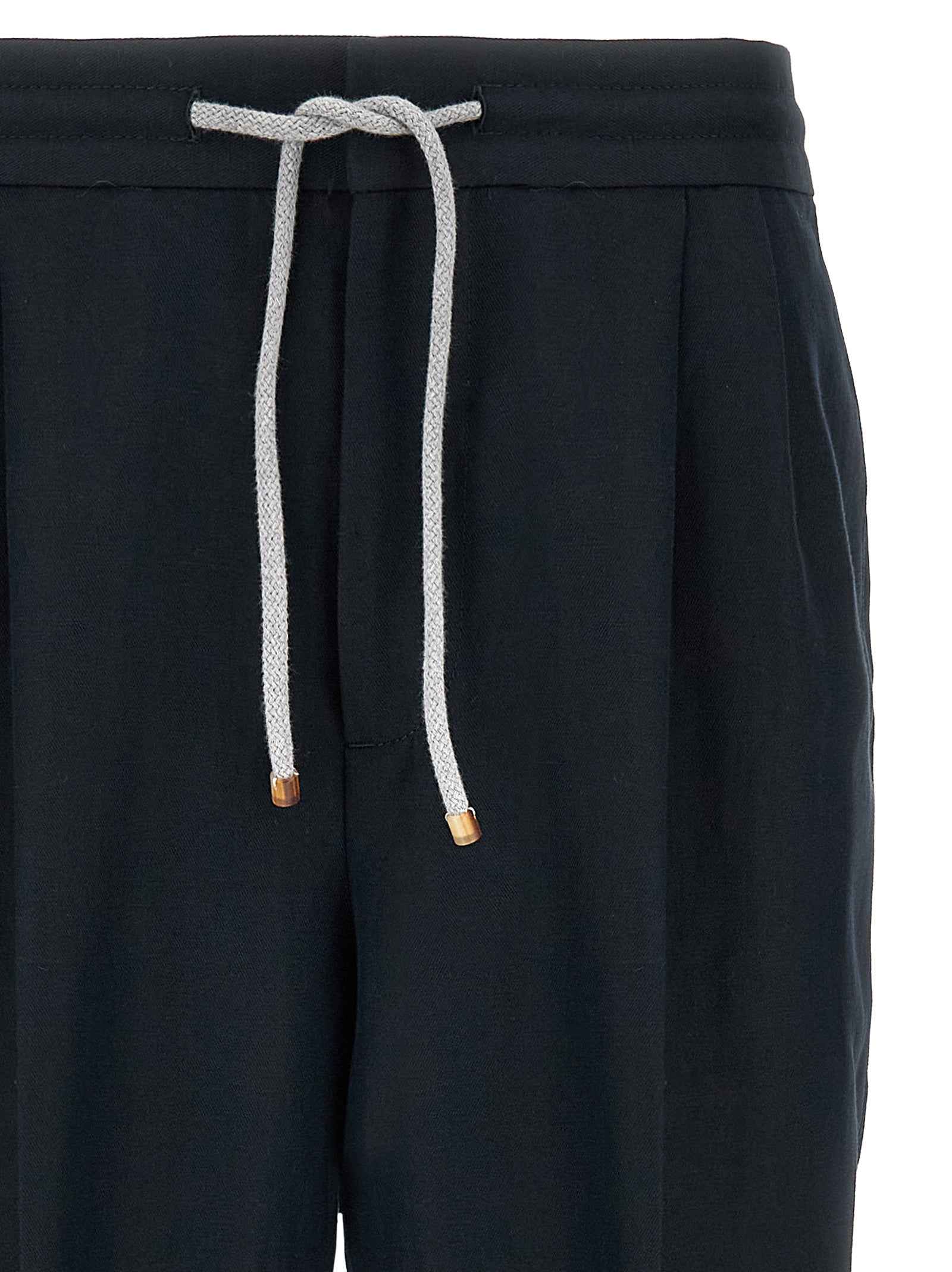 Brunello Cucinelli Blue Linen Casual Pants