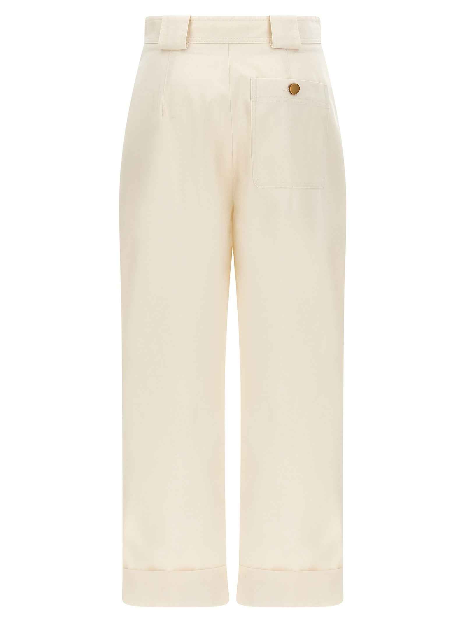 Max Mara White Cotton Casual Pants