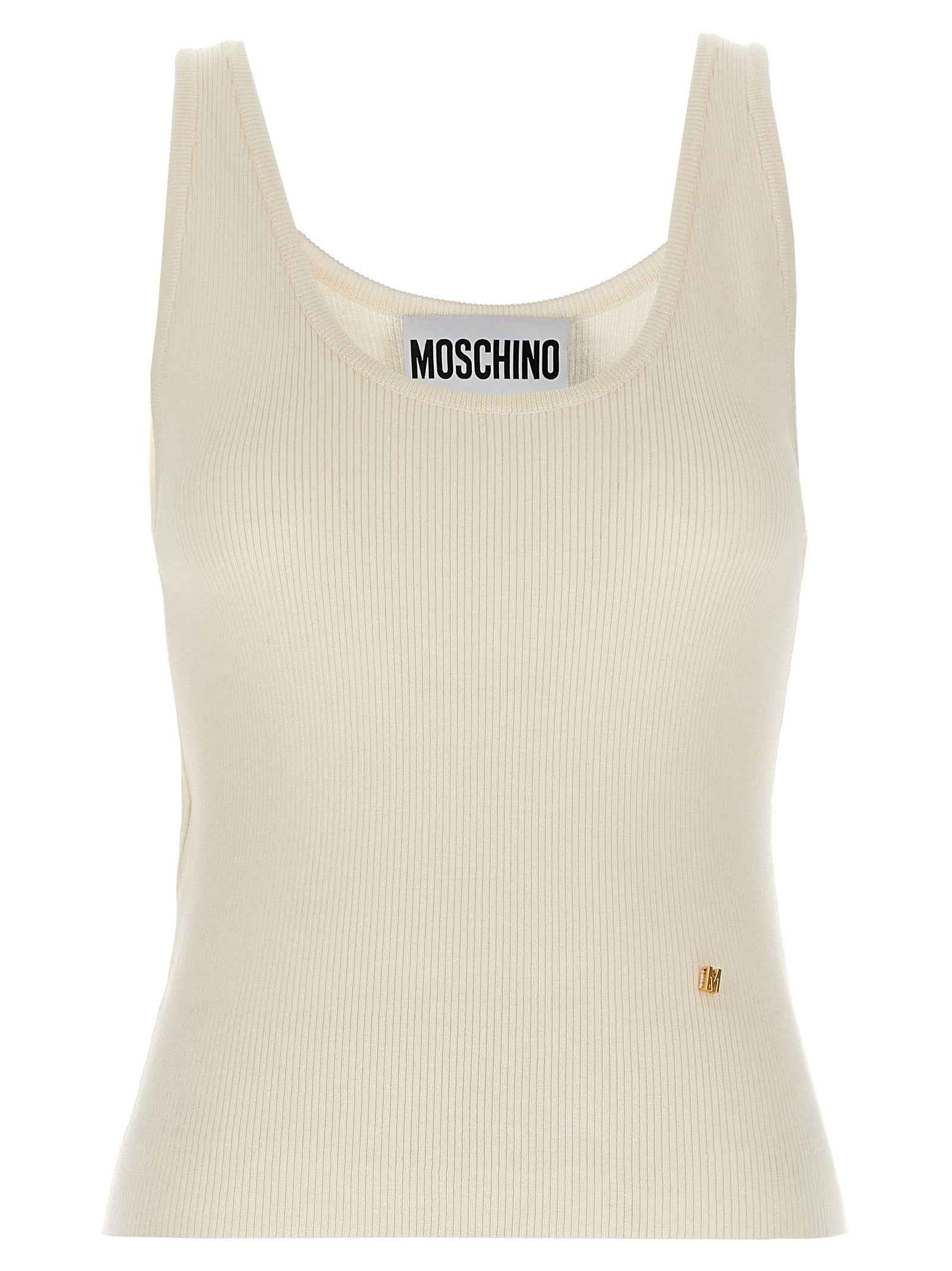 Moschino White Virgin Wool Sleeveles T-Shirt