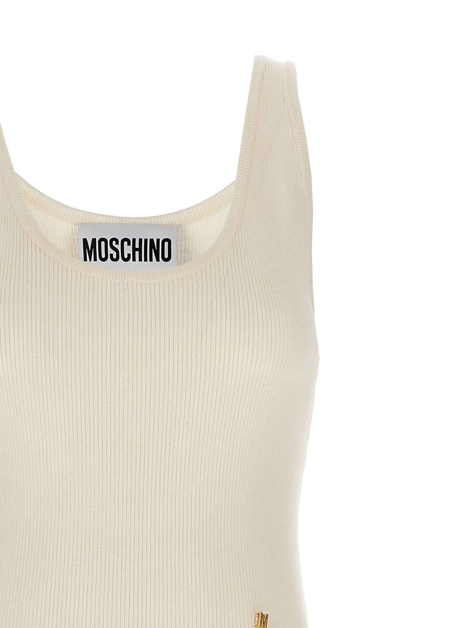 Moschino White Virgin Wool Sleeveles T-Shirt