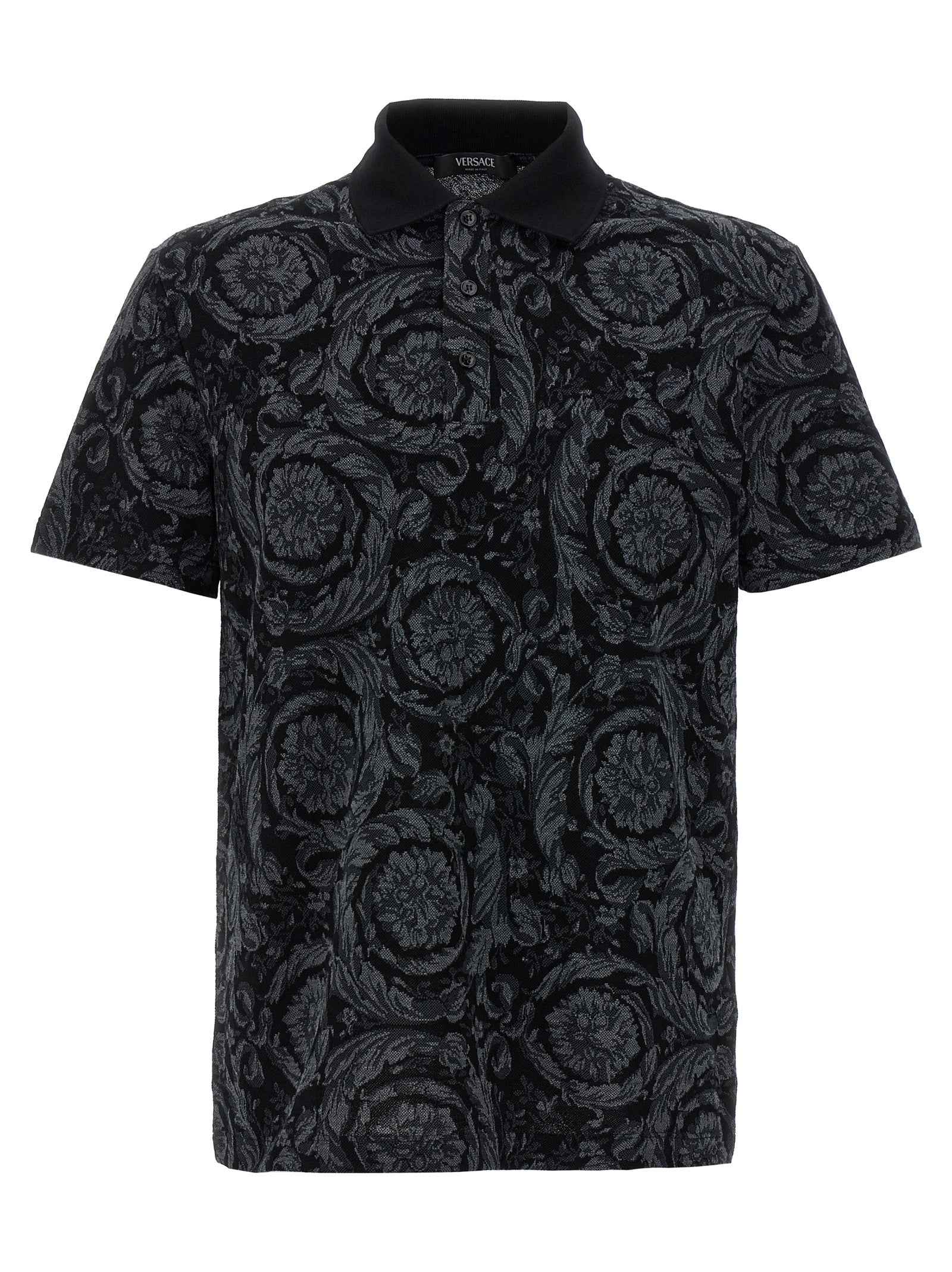 Versace Gray Cotton Polo Shirt