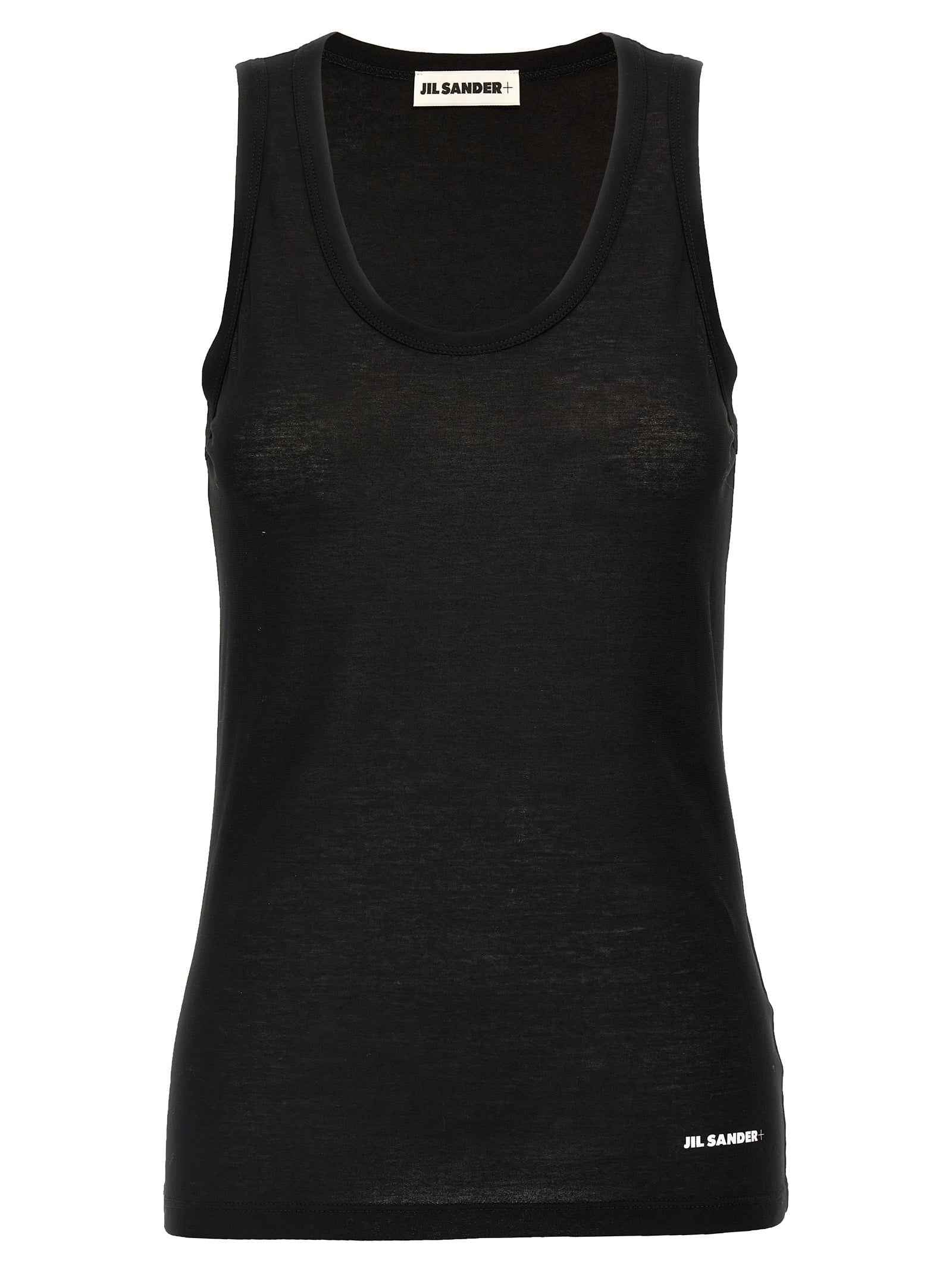 Jil Sander Black Cotton Sleeveles T-Shirt