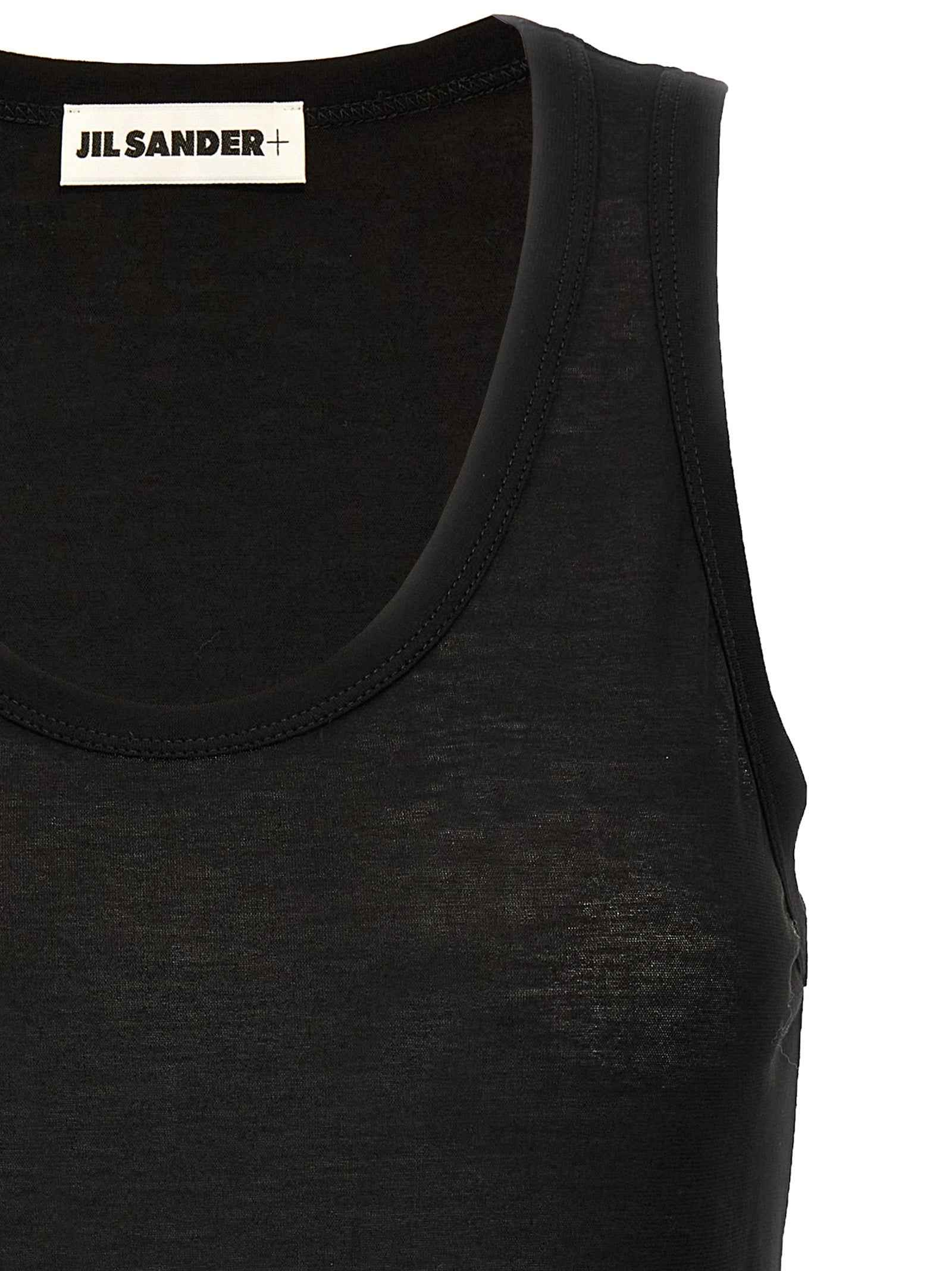 Jil Sander Black Cotton Sleeveles T-Shirt
