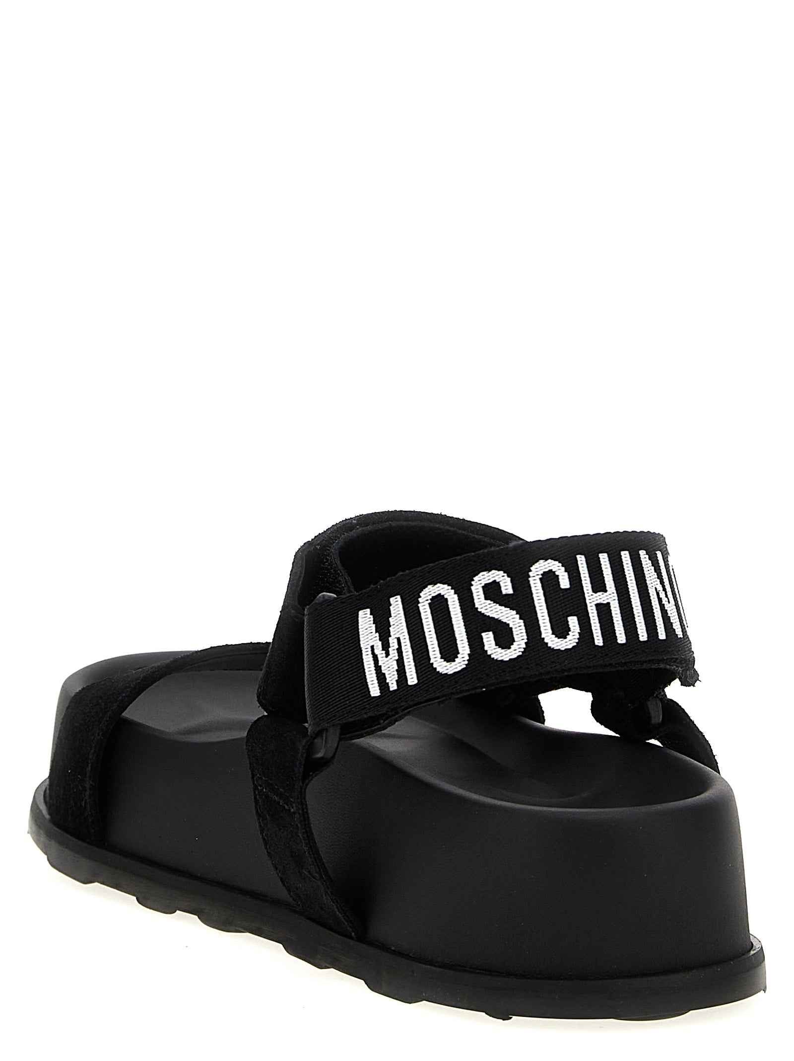 Moschino Black Calfskin Flat Sandals