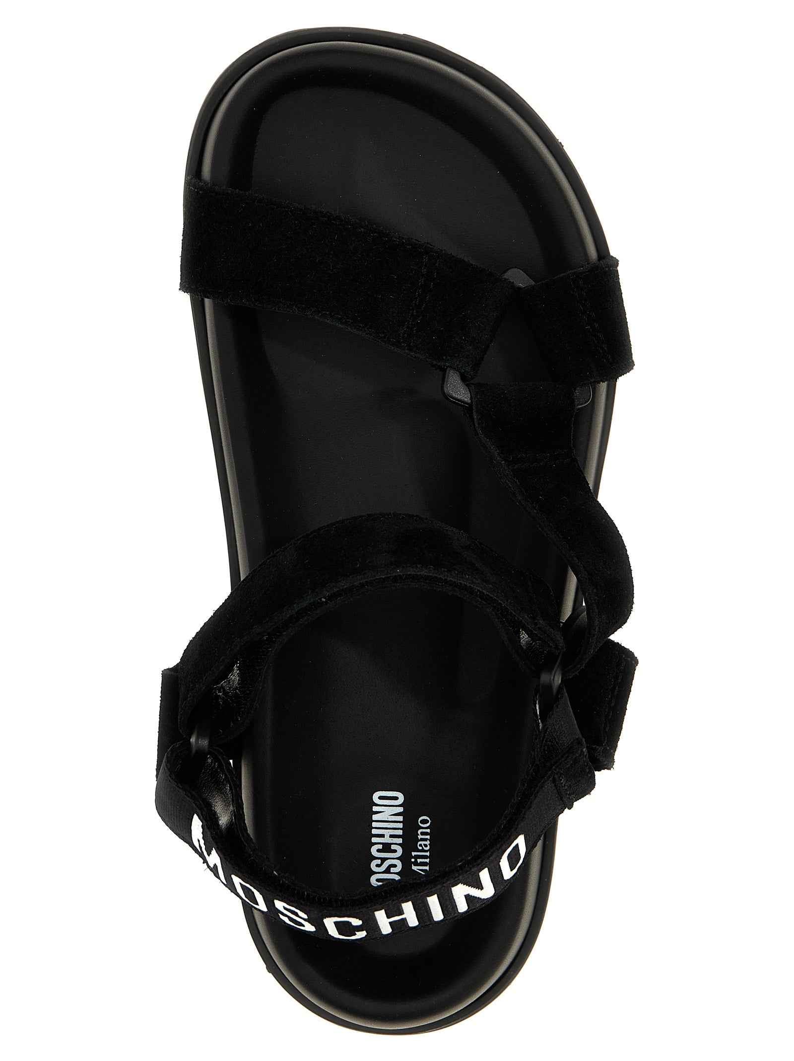 Moschino Black Calfskin Flat Sandals