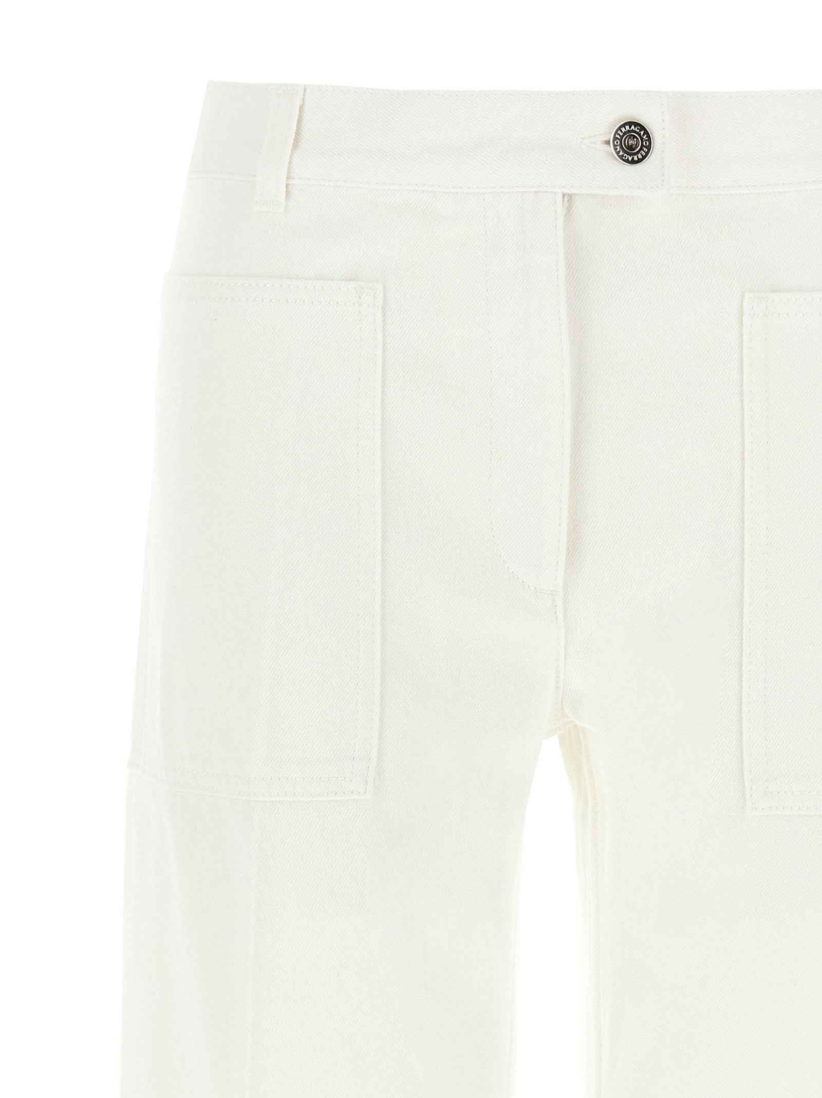 Ferragamo White Cotton Straight-Leg Jeans