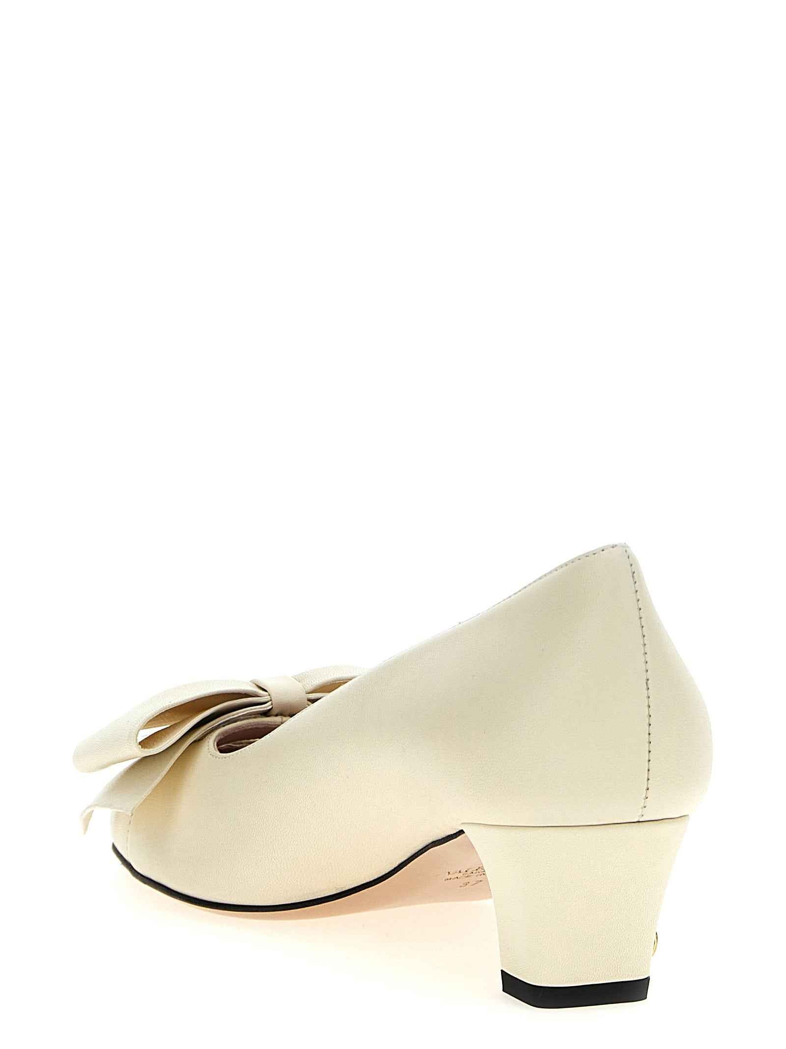 Valentino Garavani White Goatskin Mid Heel Pumps