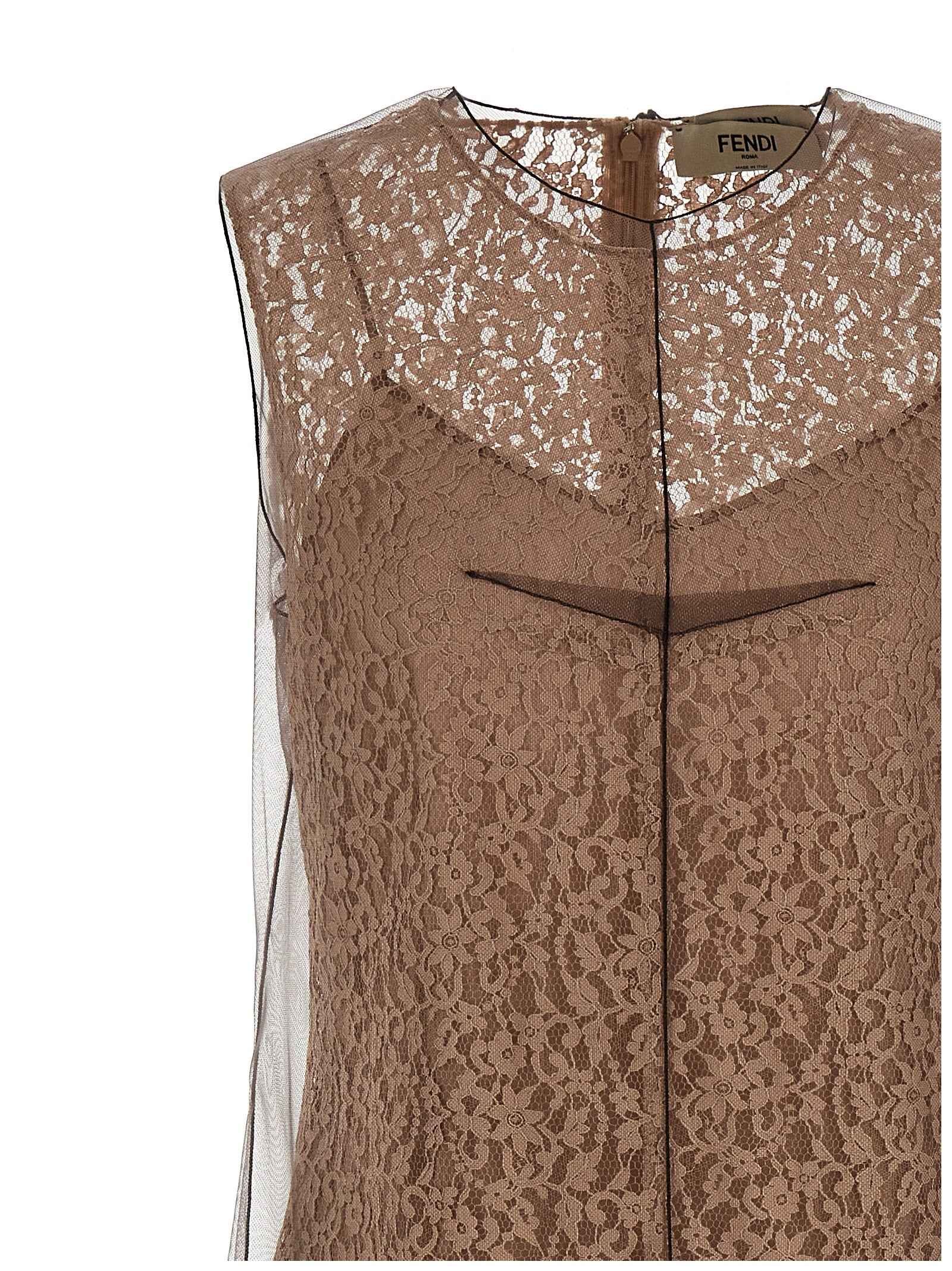 Fendi Beige Cotton Midi Dress