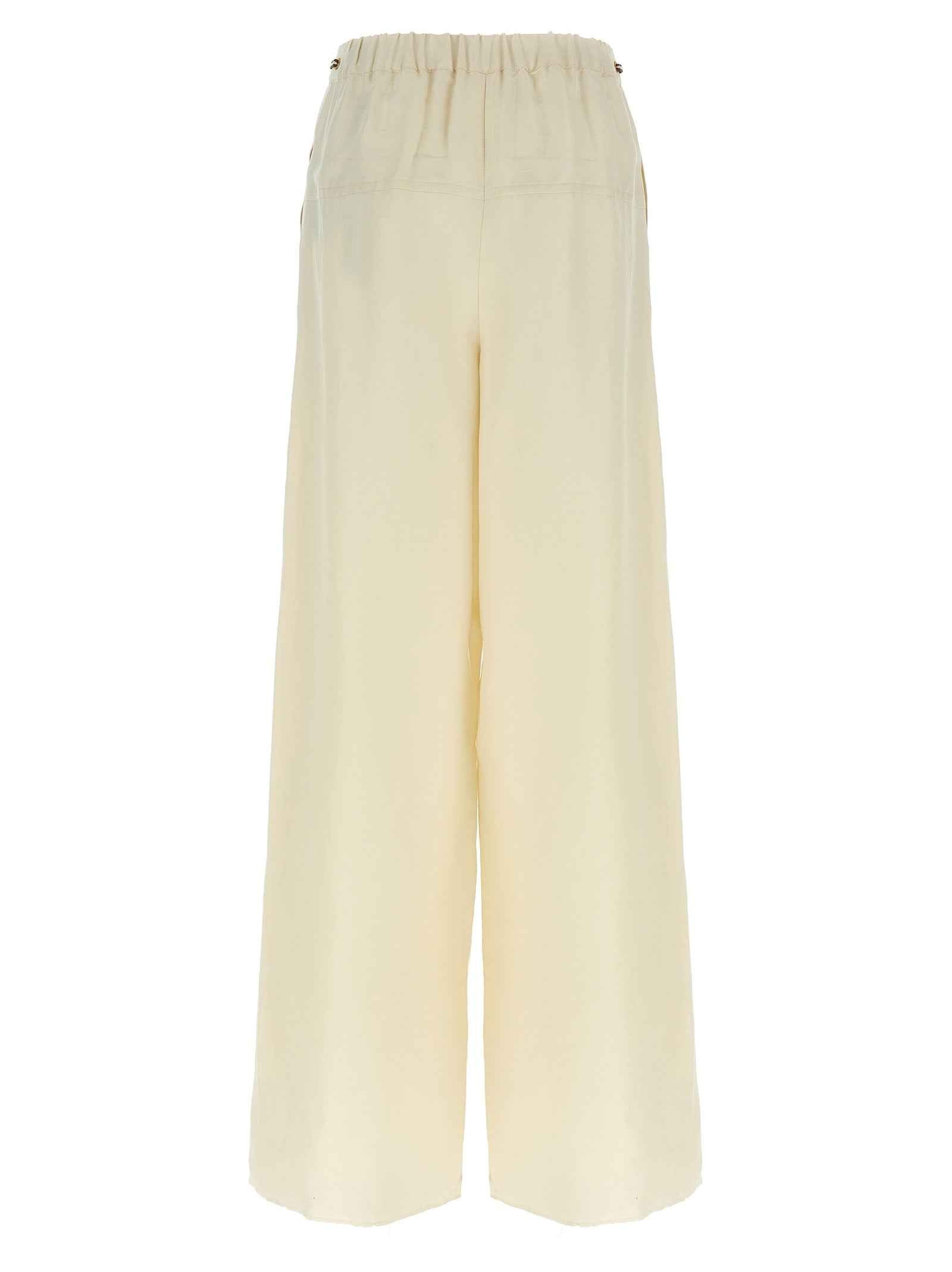 Max Mara White Flax Casual Pants