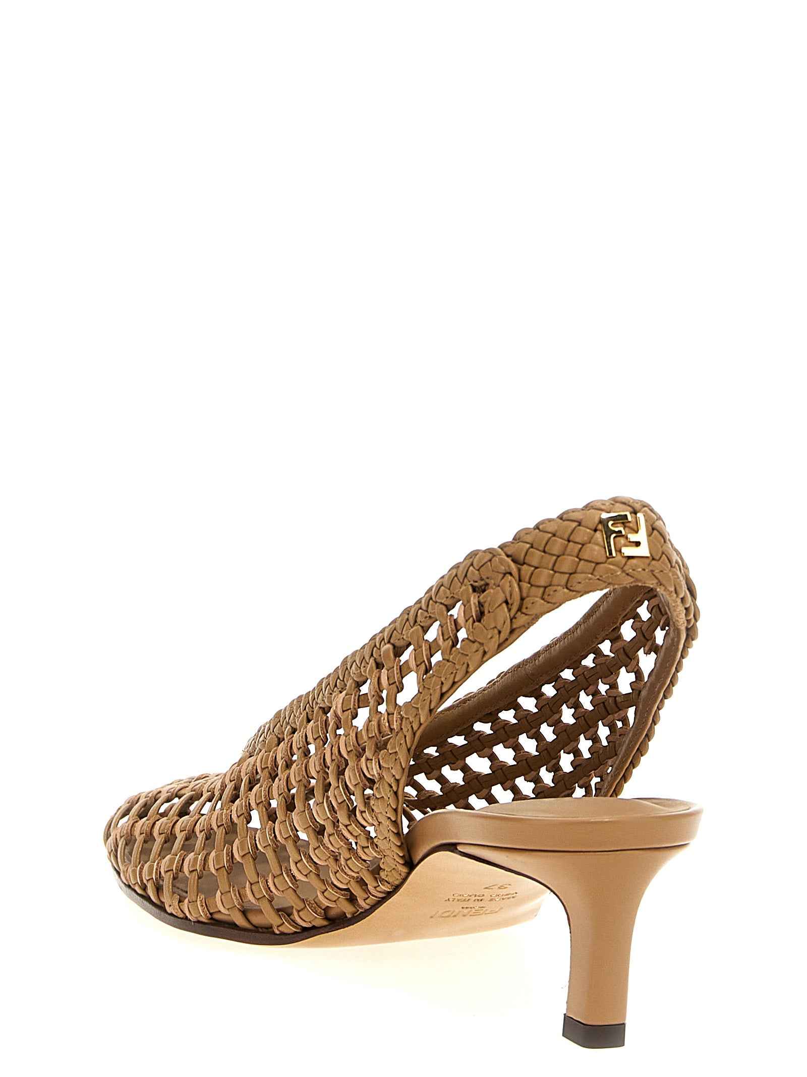 Fendi Brown Calfskin Mid Heel Pumps
