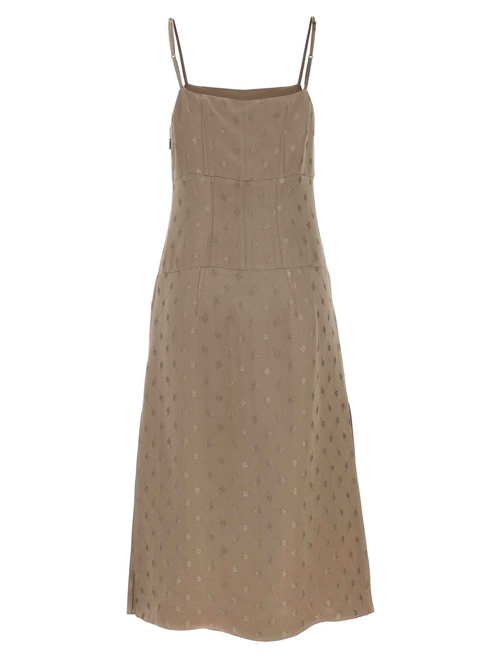 Fendi Gray Silk Midi Dress