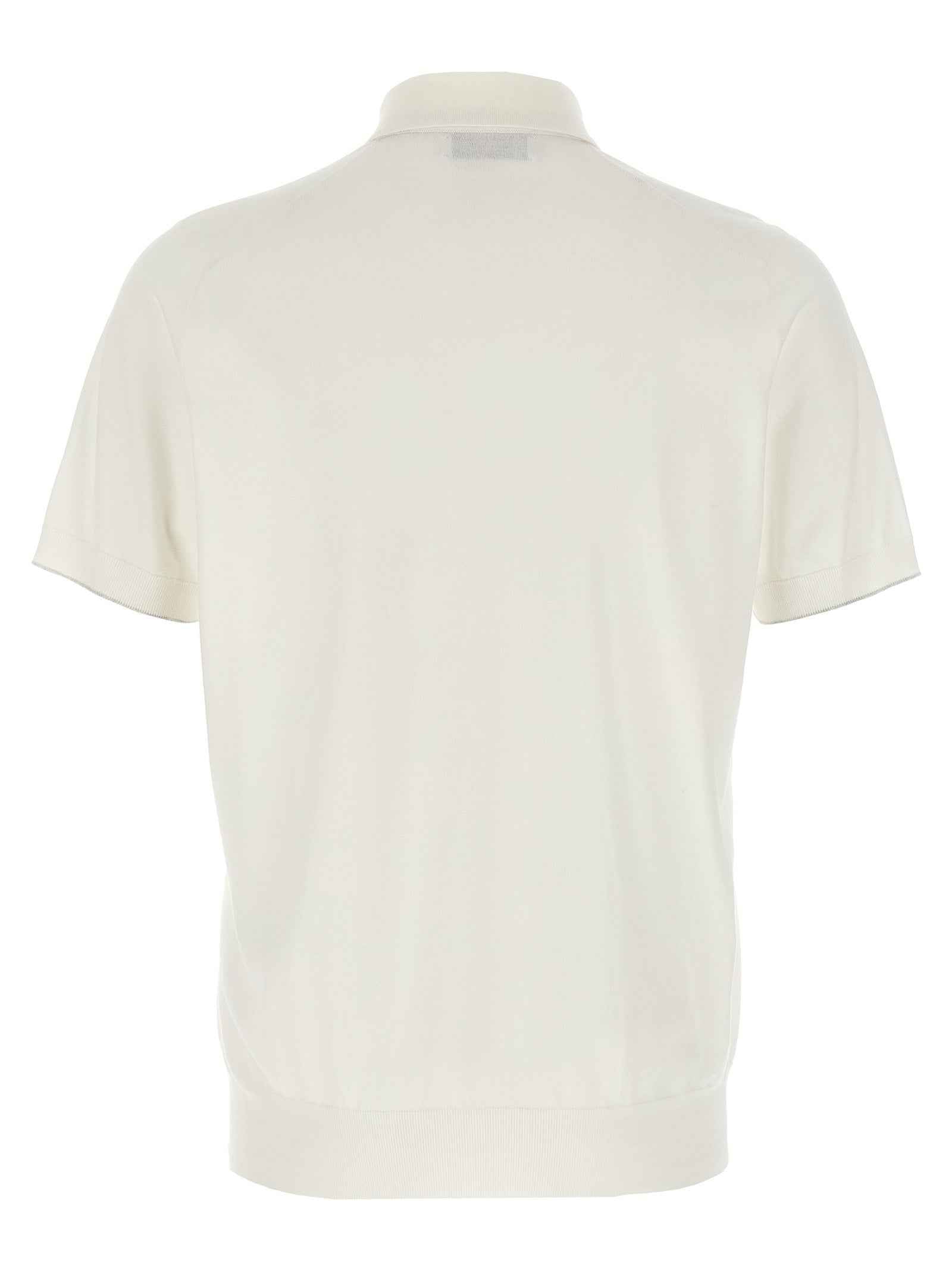 Brunello Cucinelli White Cotton Polo Shirt