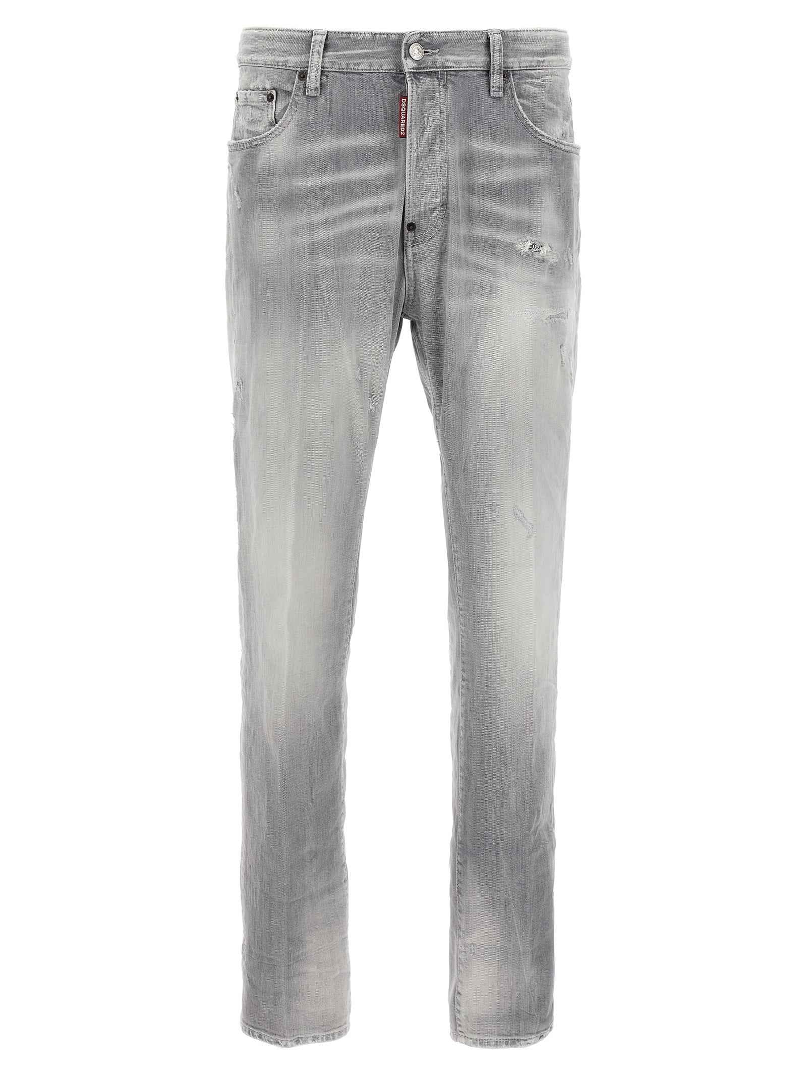 Dsquared² Gray Cotton Straight-Leg Jeans