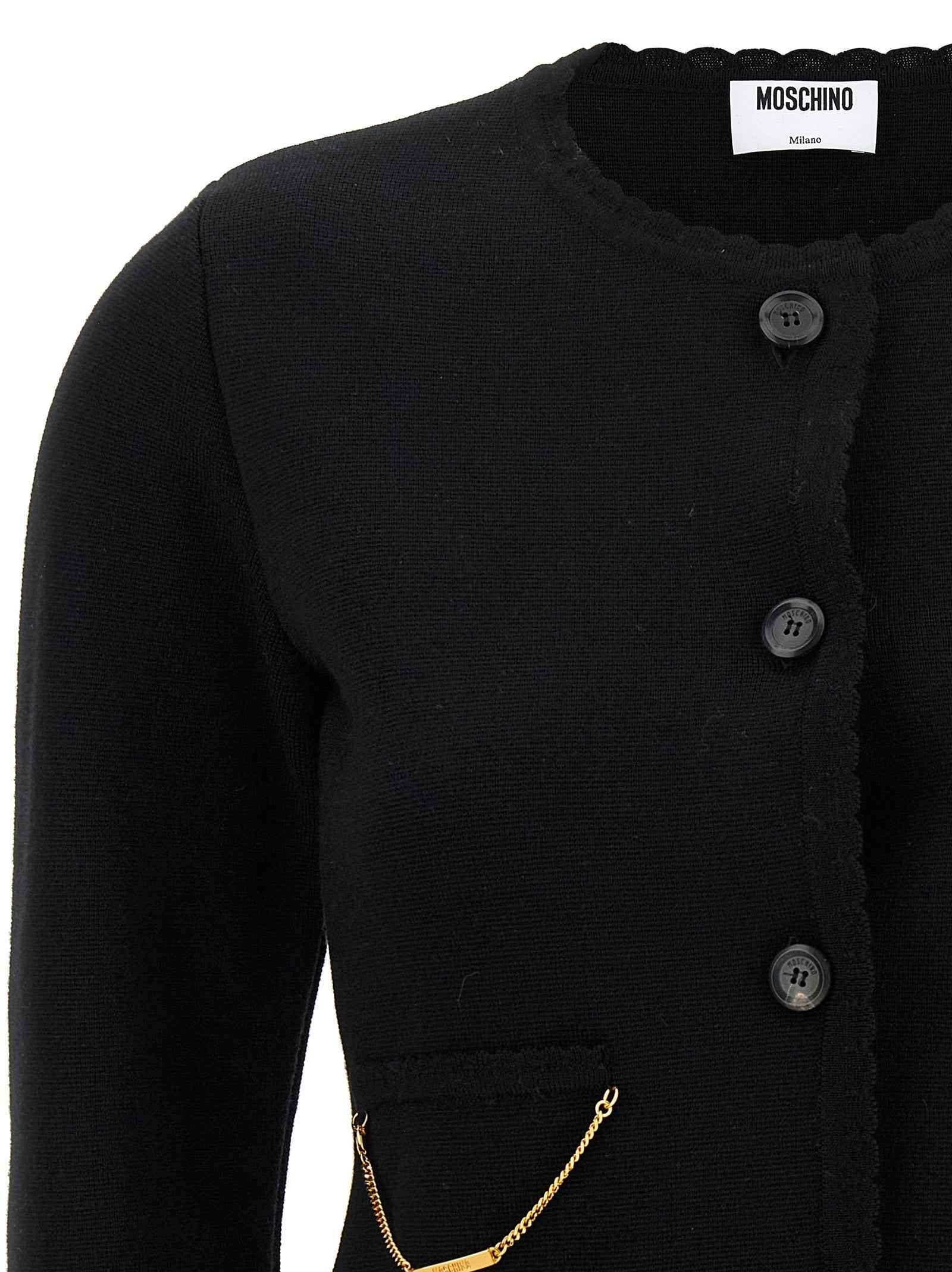Moschino Black Virgin Wool Cardigan