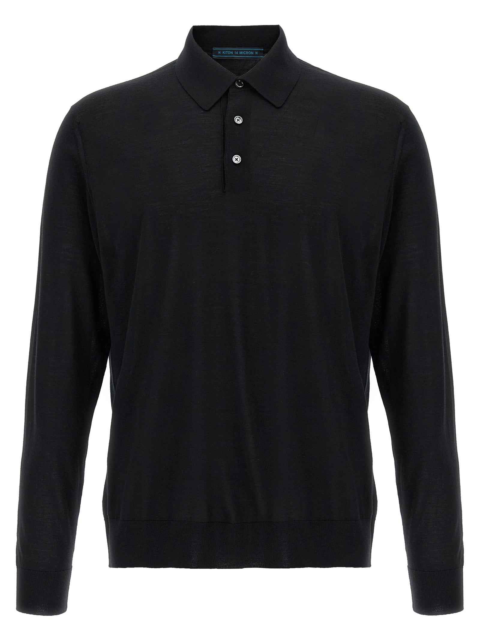 Kiton Black Wool Polo Shirt