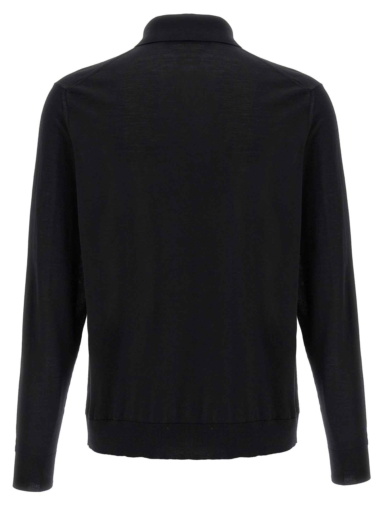 Kiton Black Wool Polo Shirt