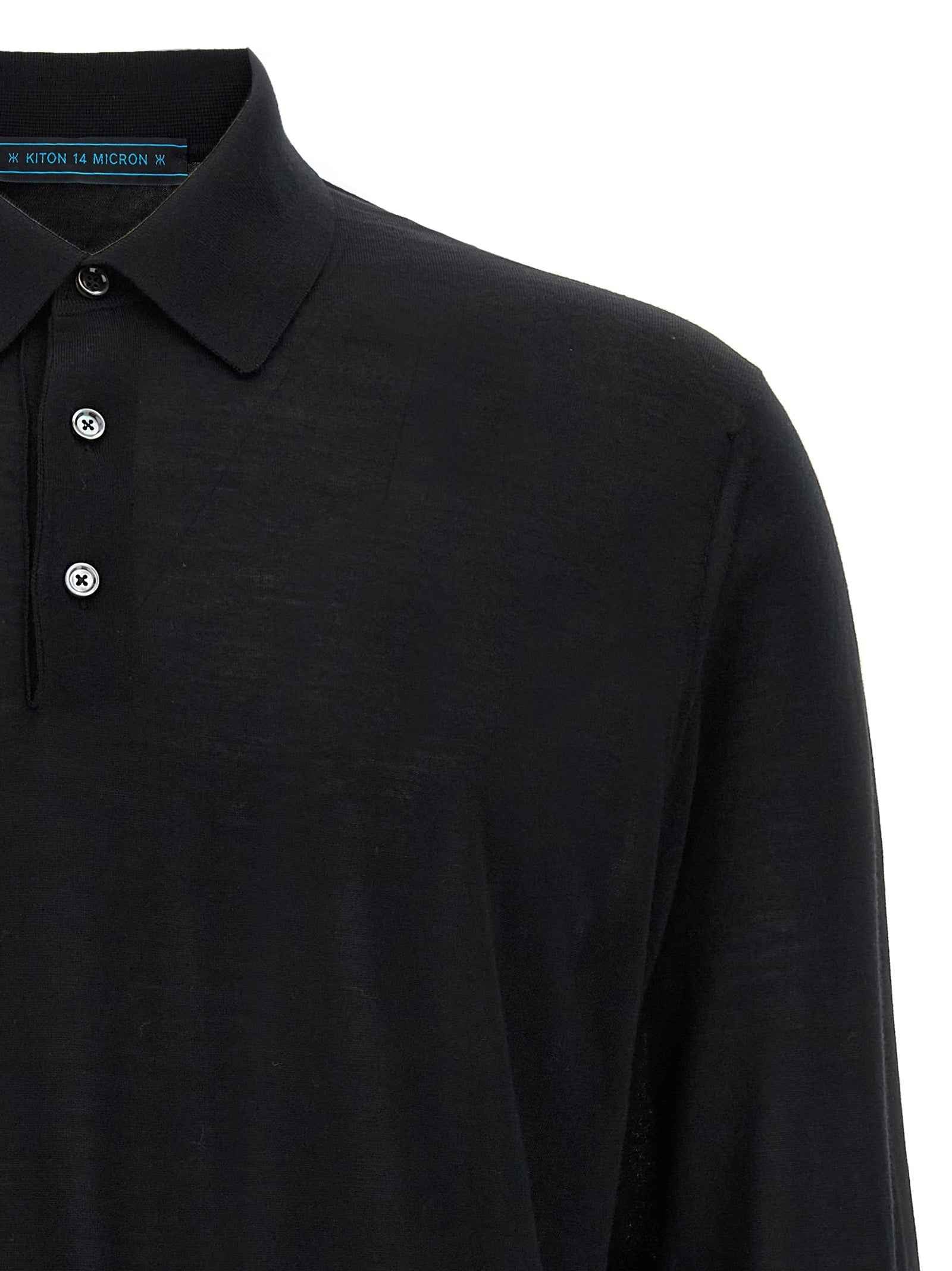 Kiton Black Wool Polo Shirt